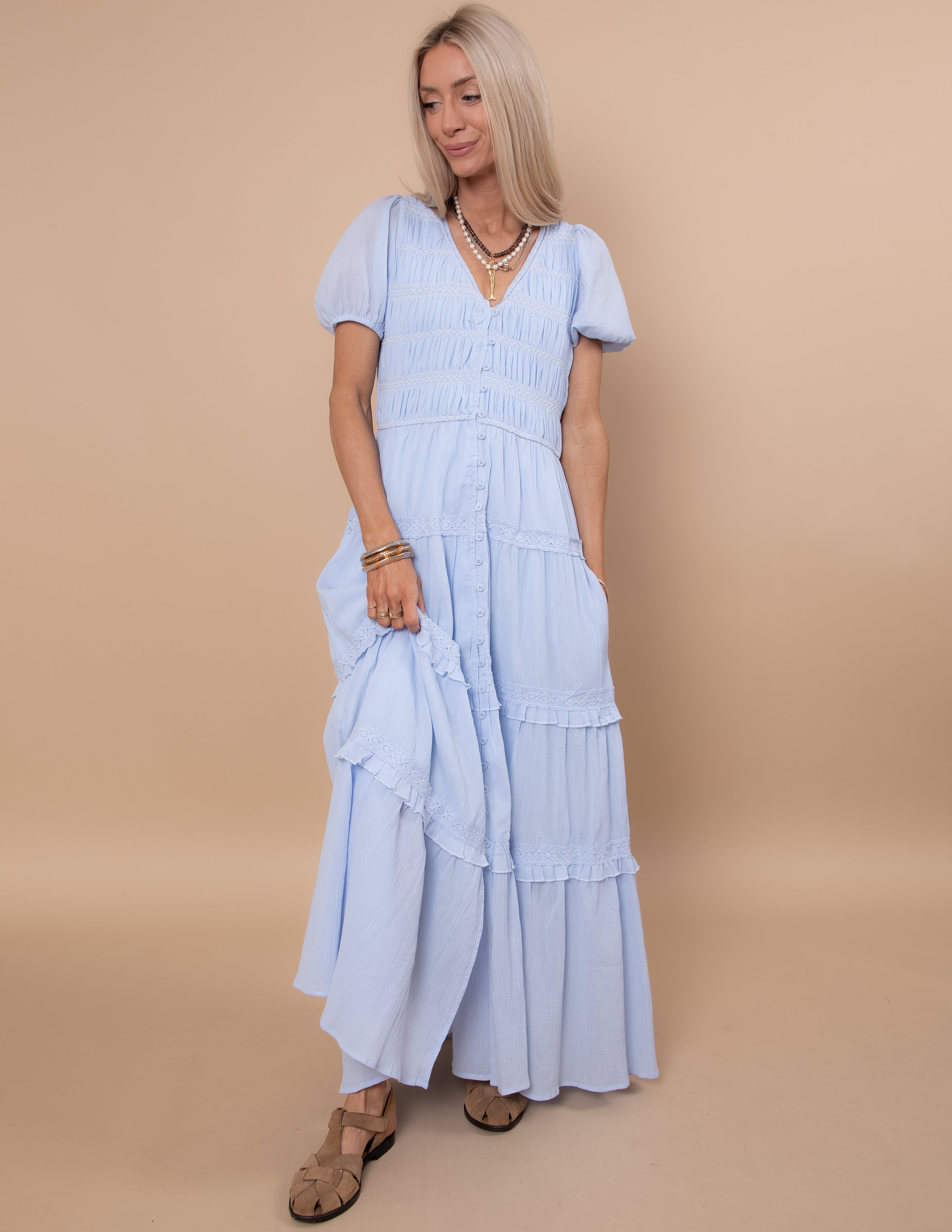 Soft Dawn Smocked Dress