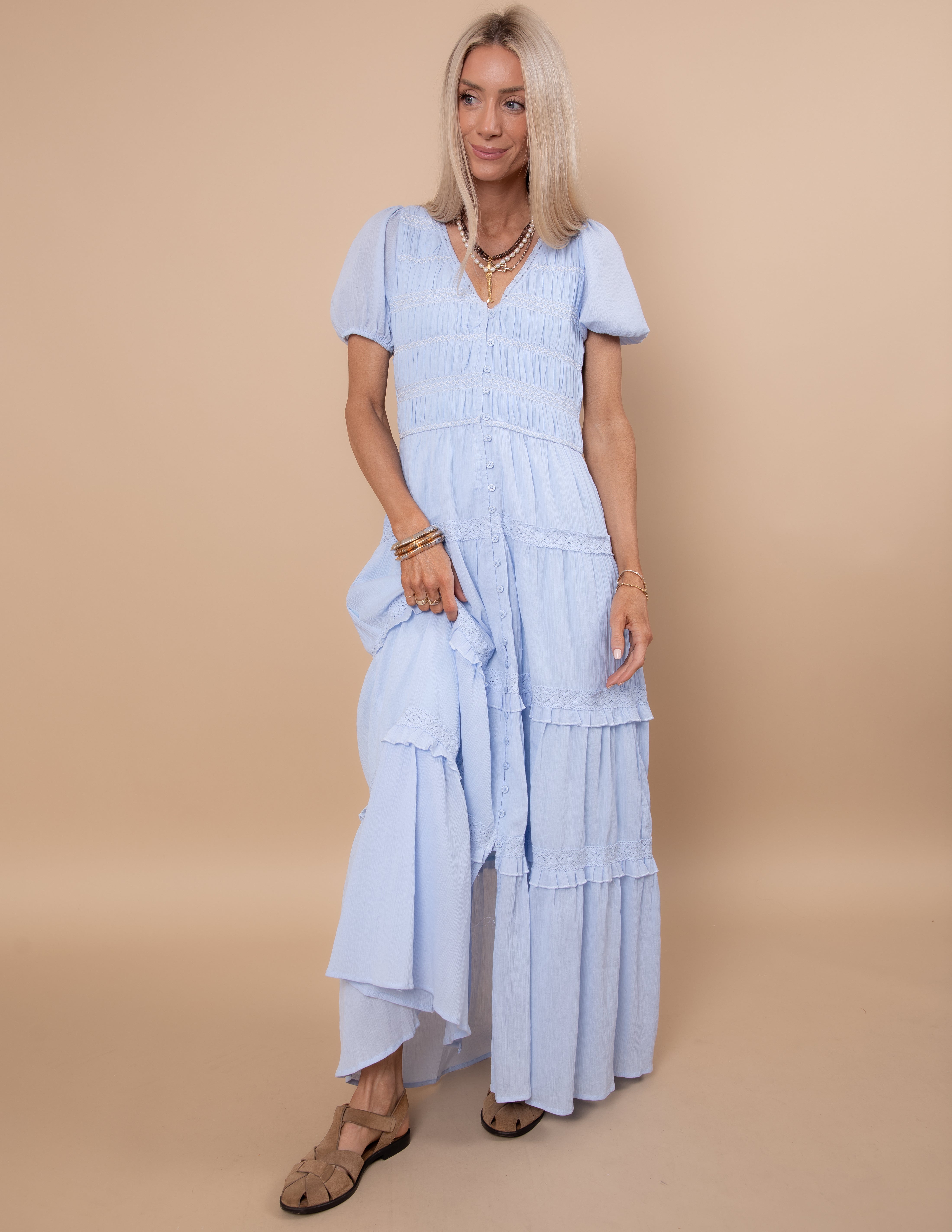 Soft Dawn Smocked Dress