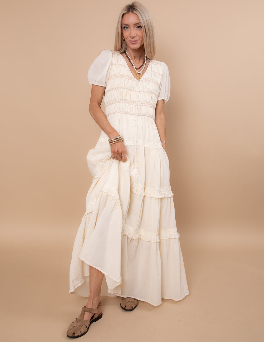 Soft Dawn Smocked Dress