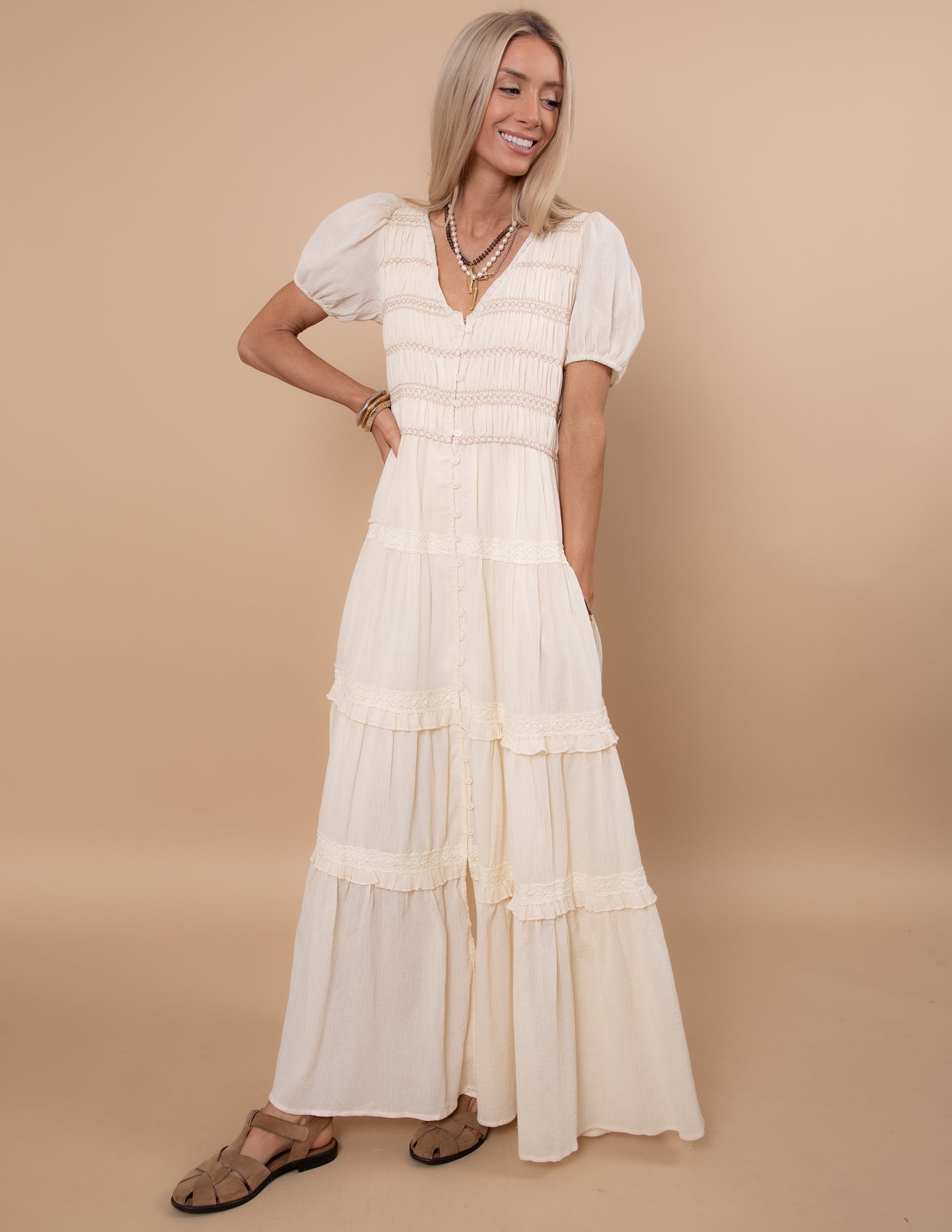 Soft Dawn Smocked Dress