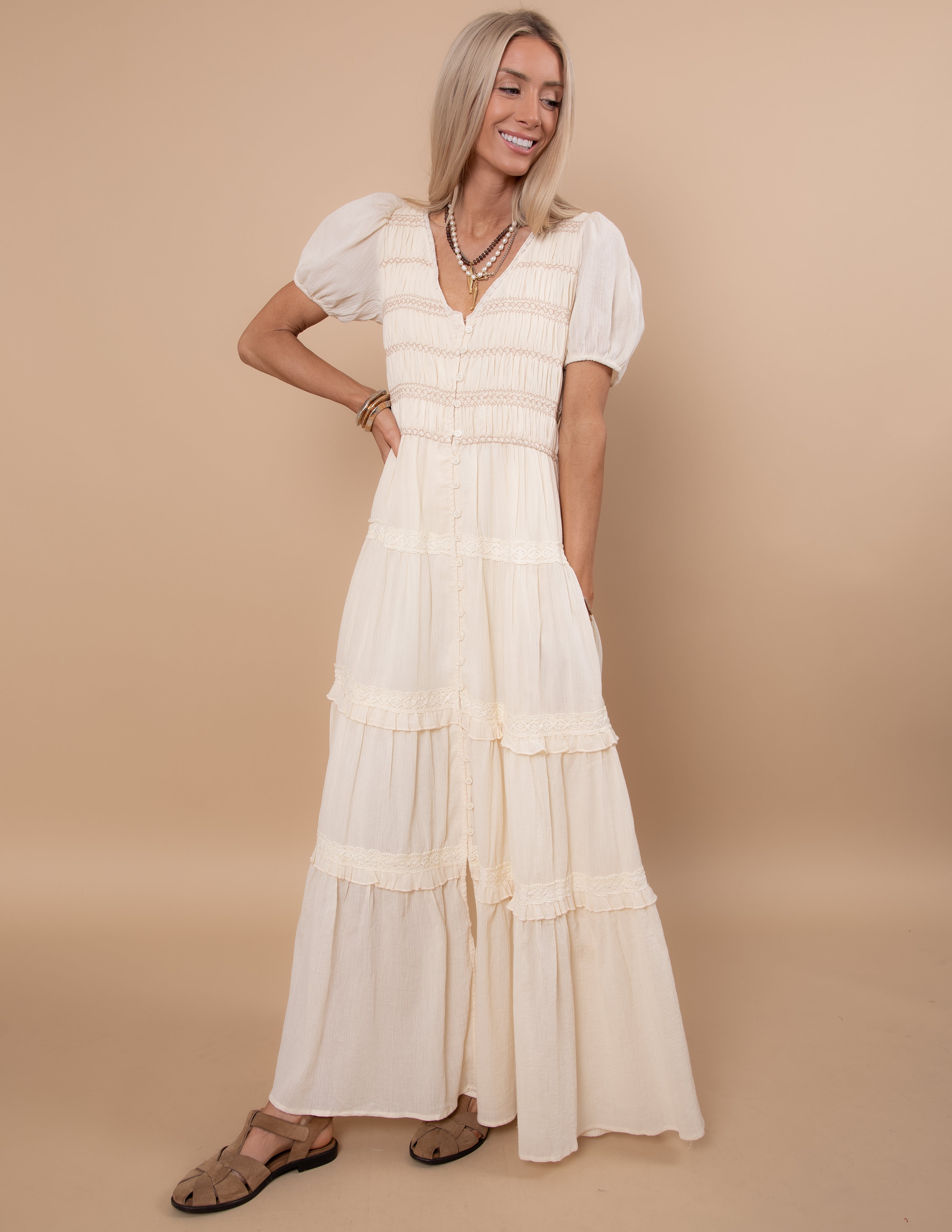 Soft Dawn Smocked Dress