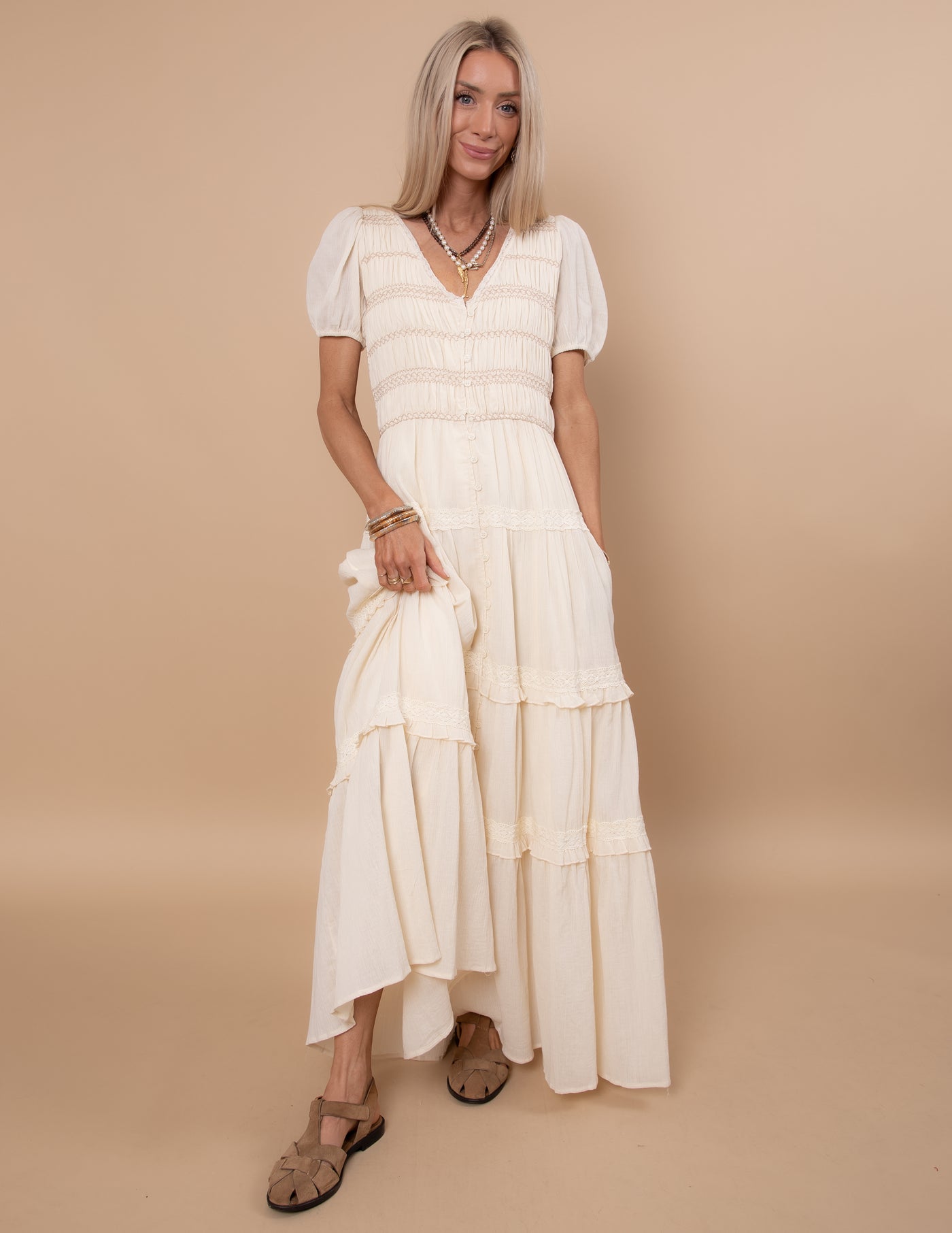 Soft Dawn Smocked Dress