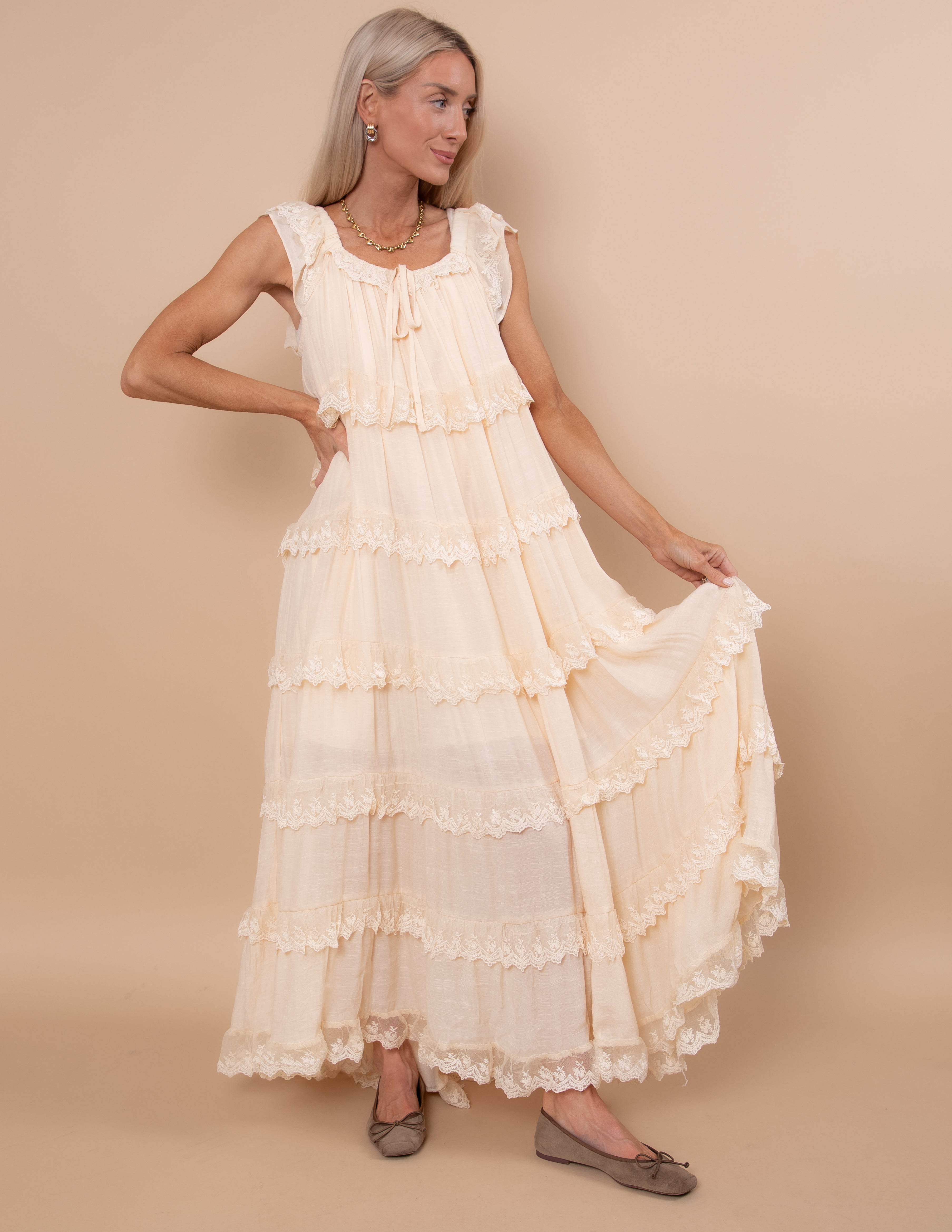 Alara Tiered Lace Dress