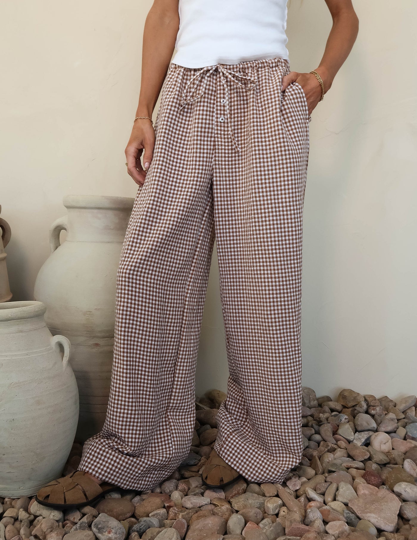 Mocha Picnic Gingham Pants