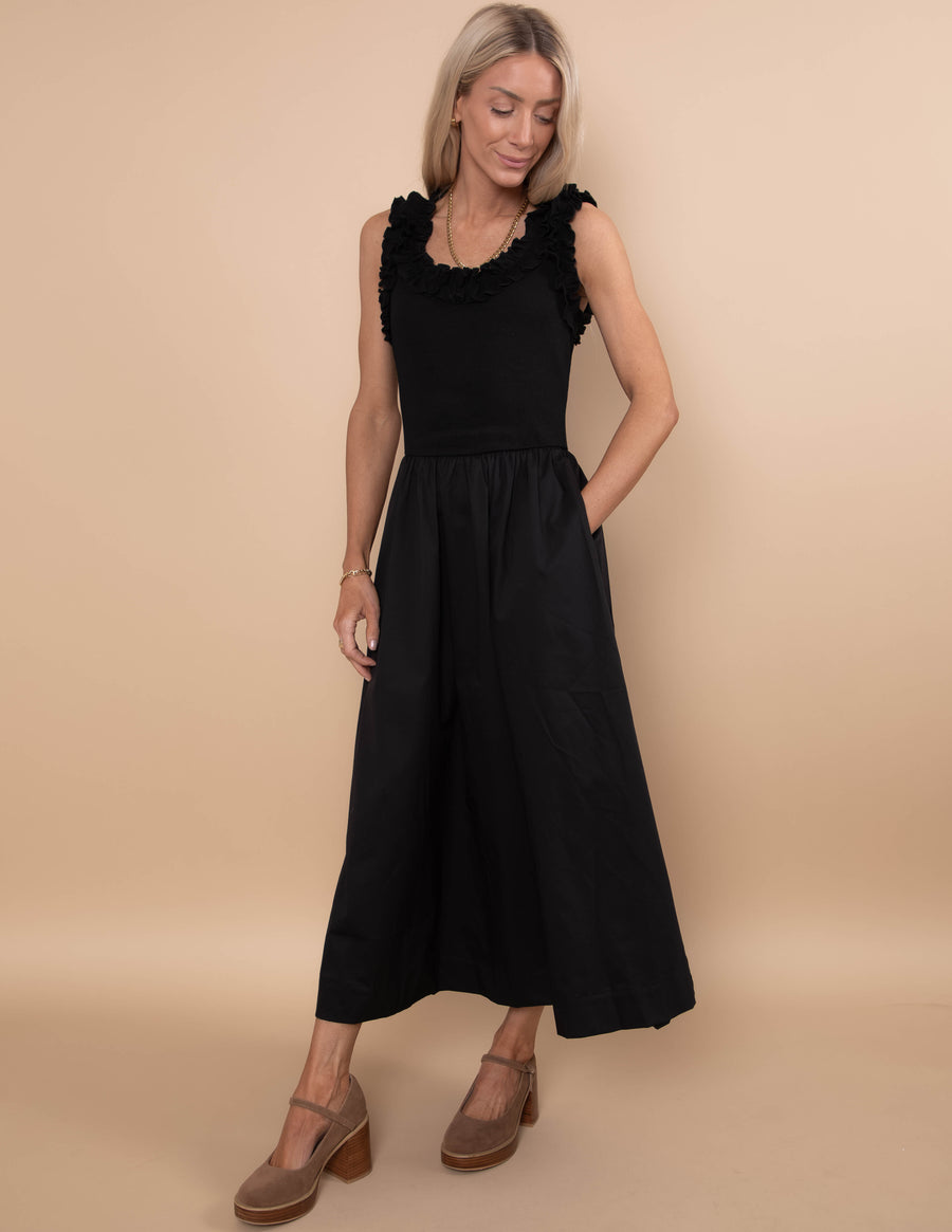 Midnight Ruffle Midi Dress