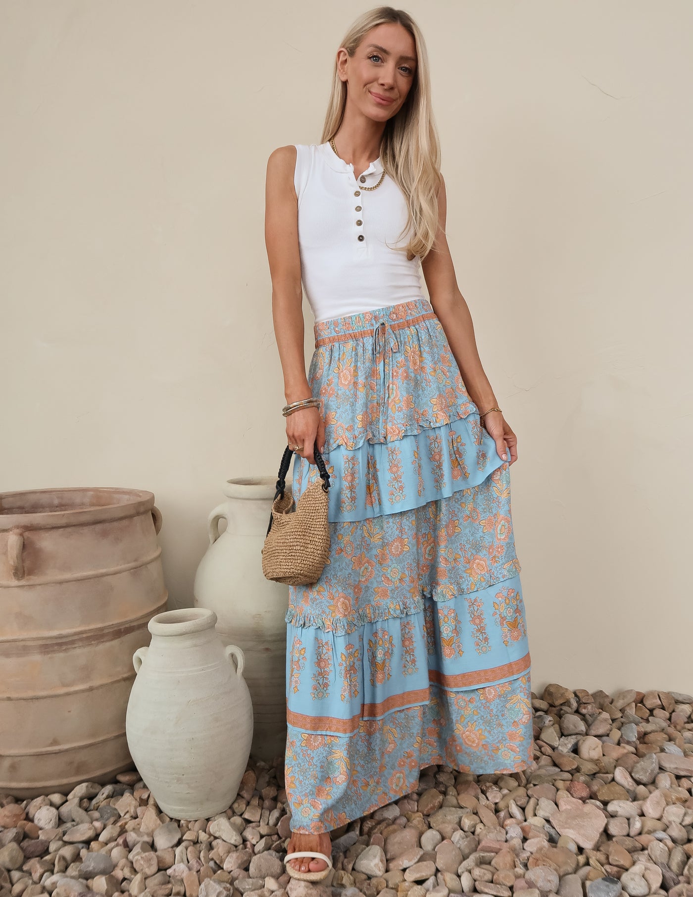 Blue Prairie Tiered Skirt