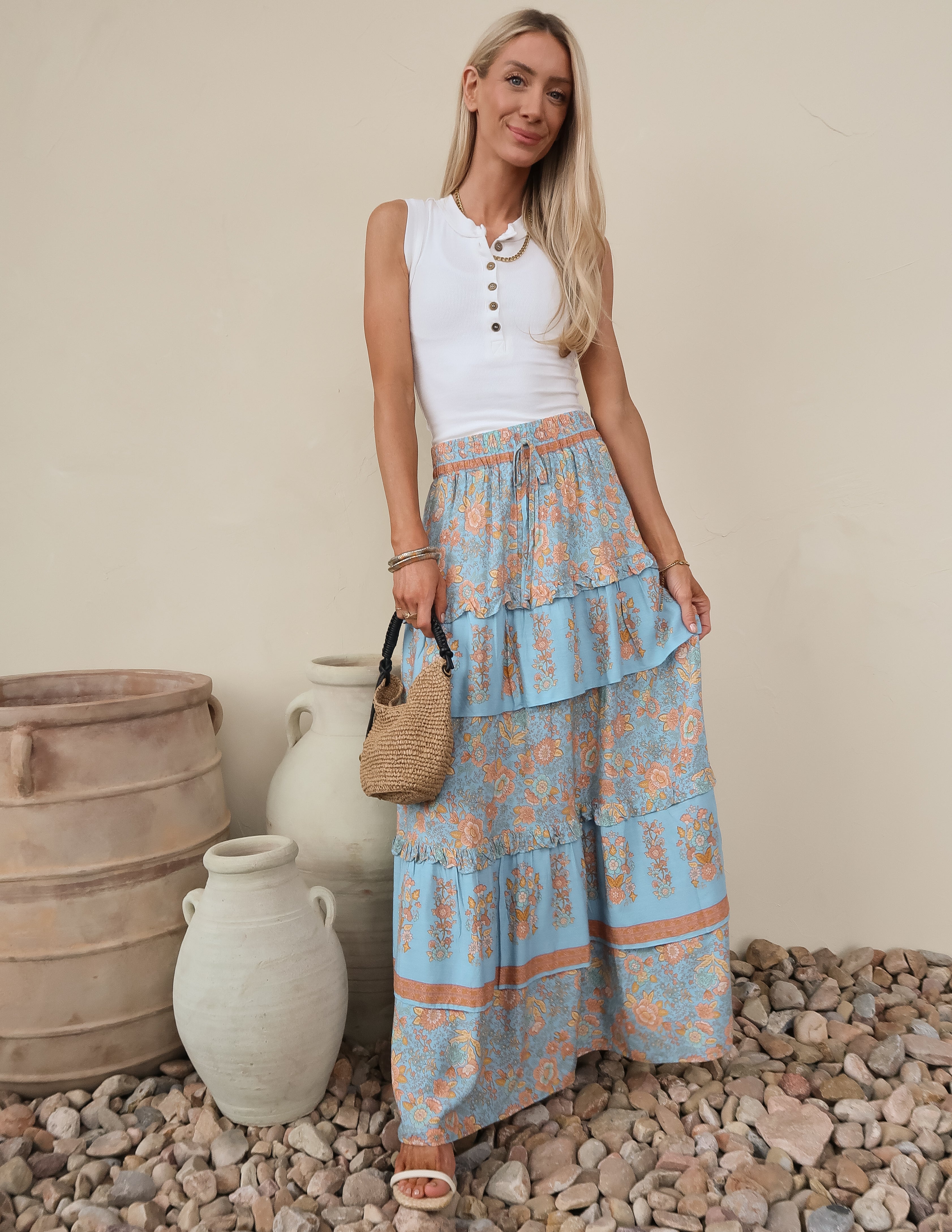 Blue Prairie Tiered Skirt