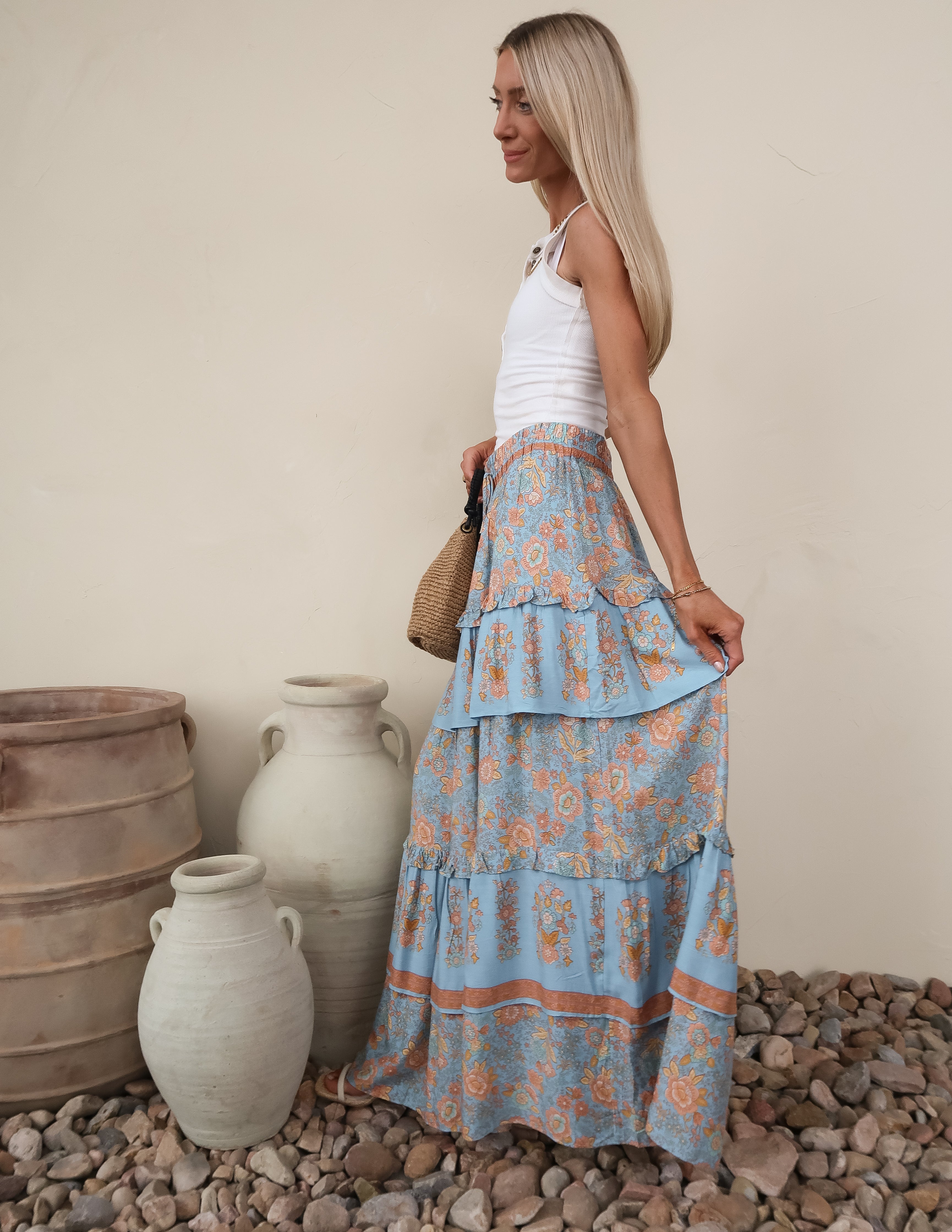 Blue Prairie Tiered Skirt