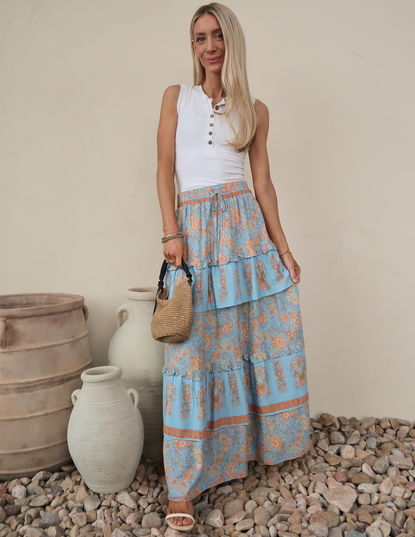 Blue Prairie Tiered Skirt