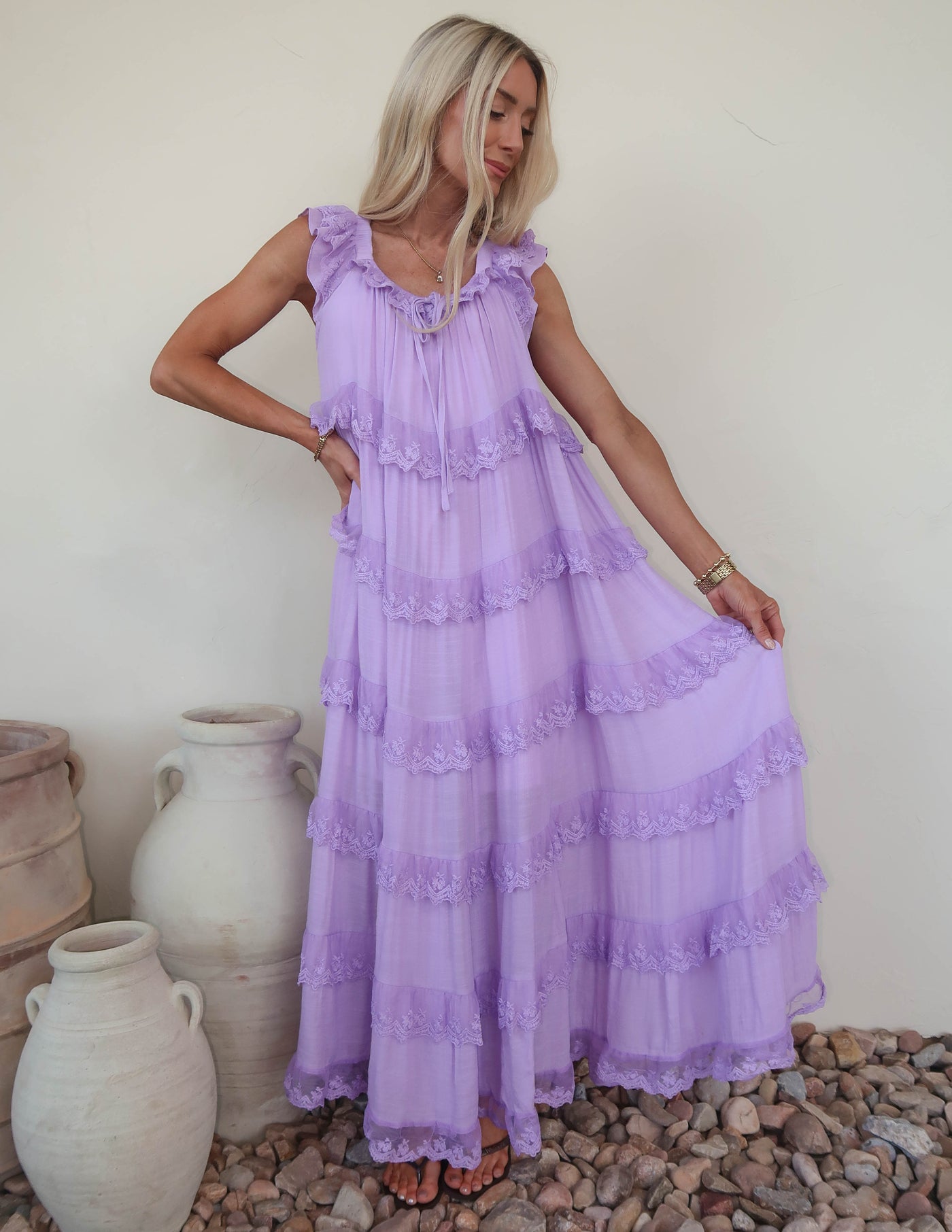 Alara Tiered Lace Dress