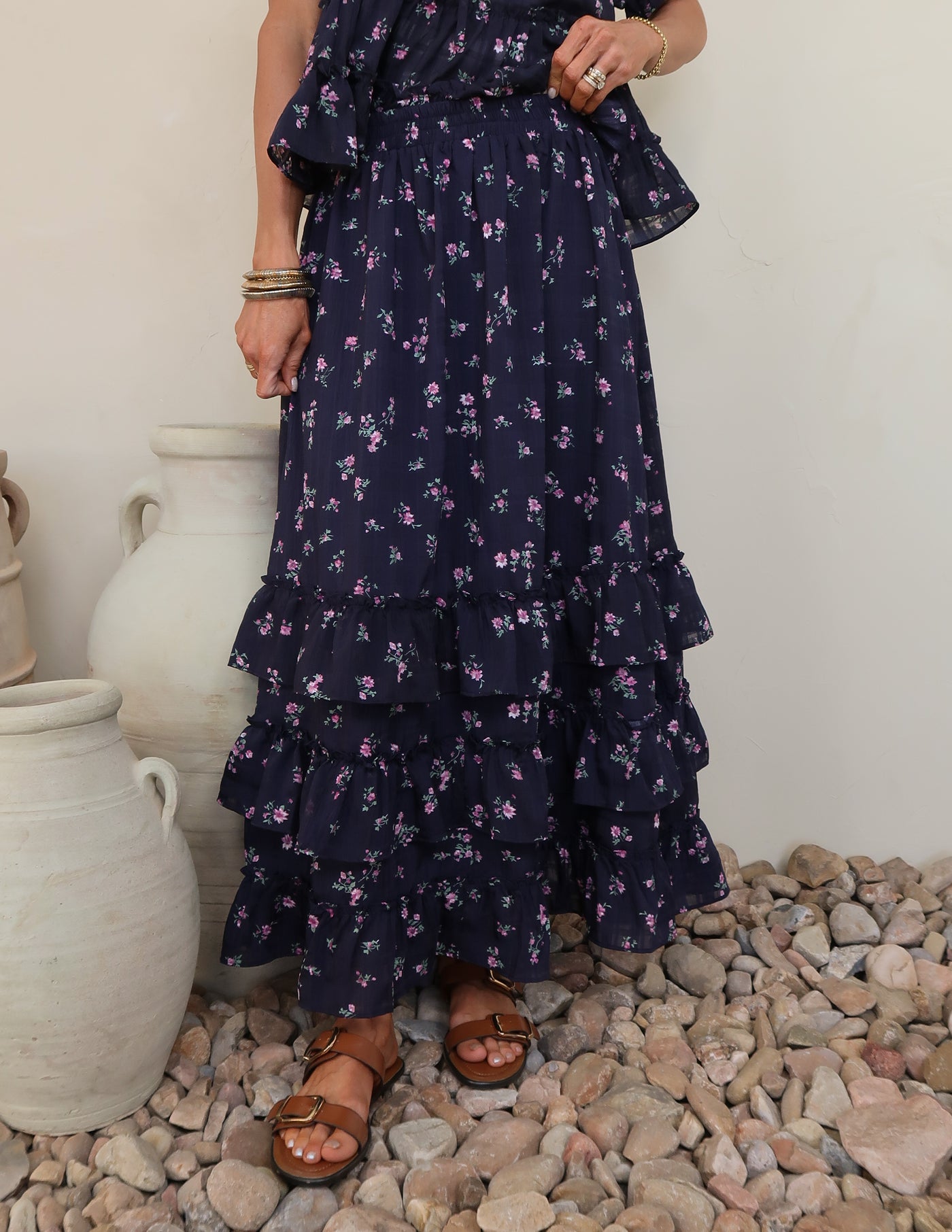 Midnight Meadow Ruffle Skirt