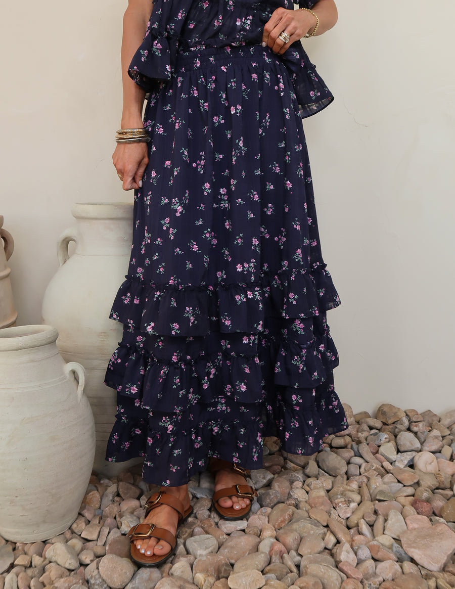 Midnight Meadow Ruffle Skirt