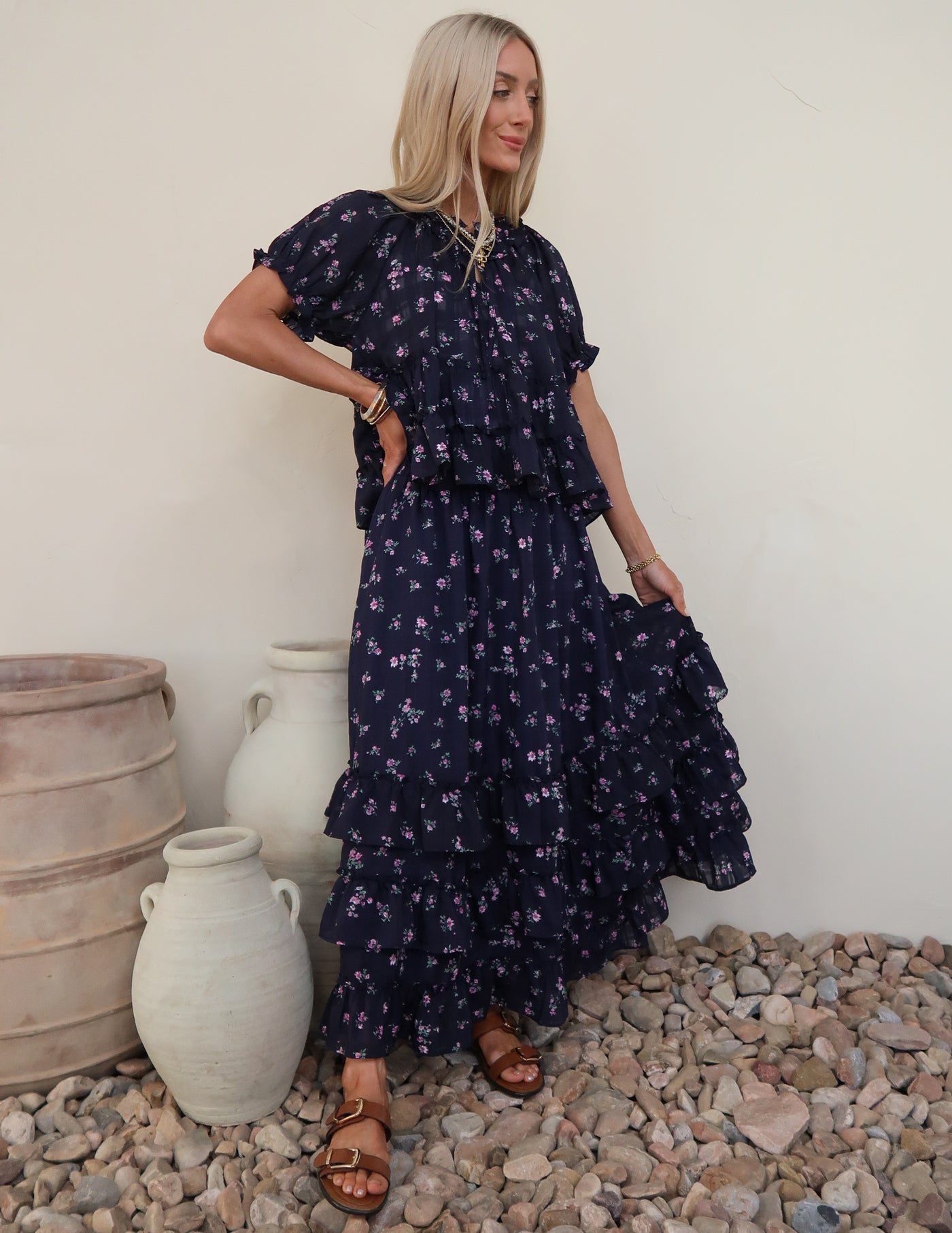 Midnight Meadow Ruffle Skirt