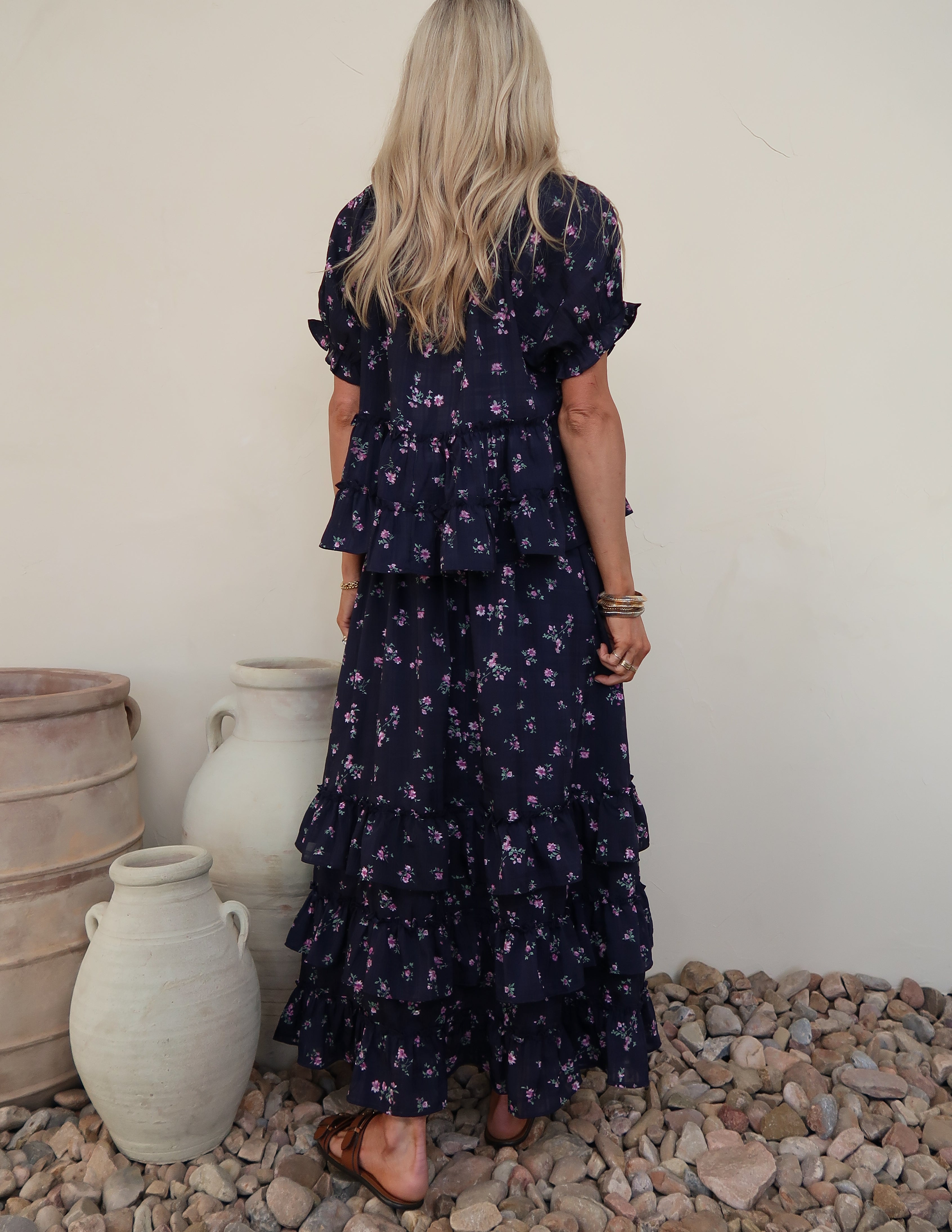 Midnight Meadow Ruffle Top