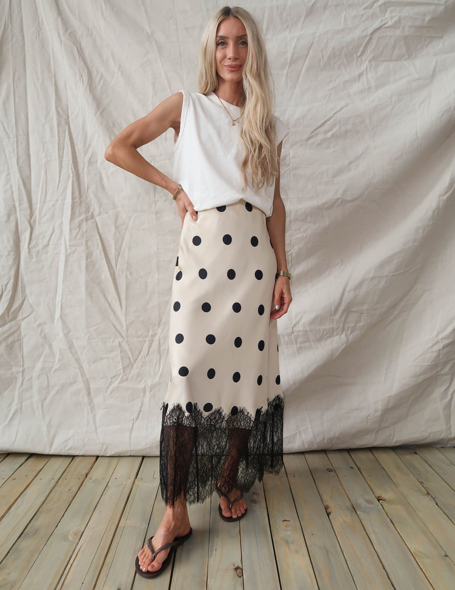 Parisian Dot Lace Midi Skirt