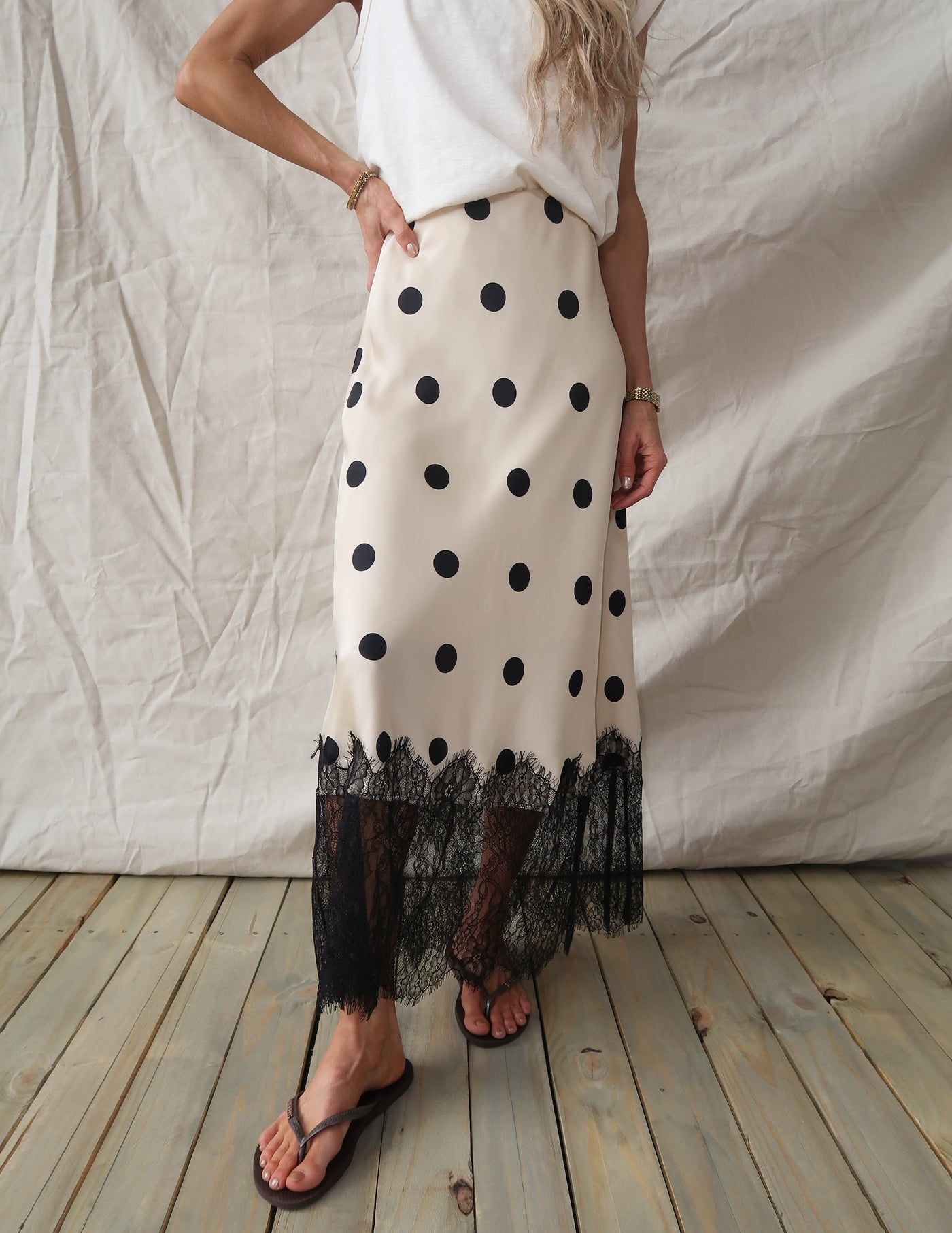 Parisian Dot Lace Midi Skirt