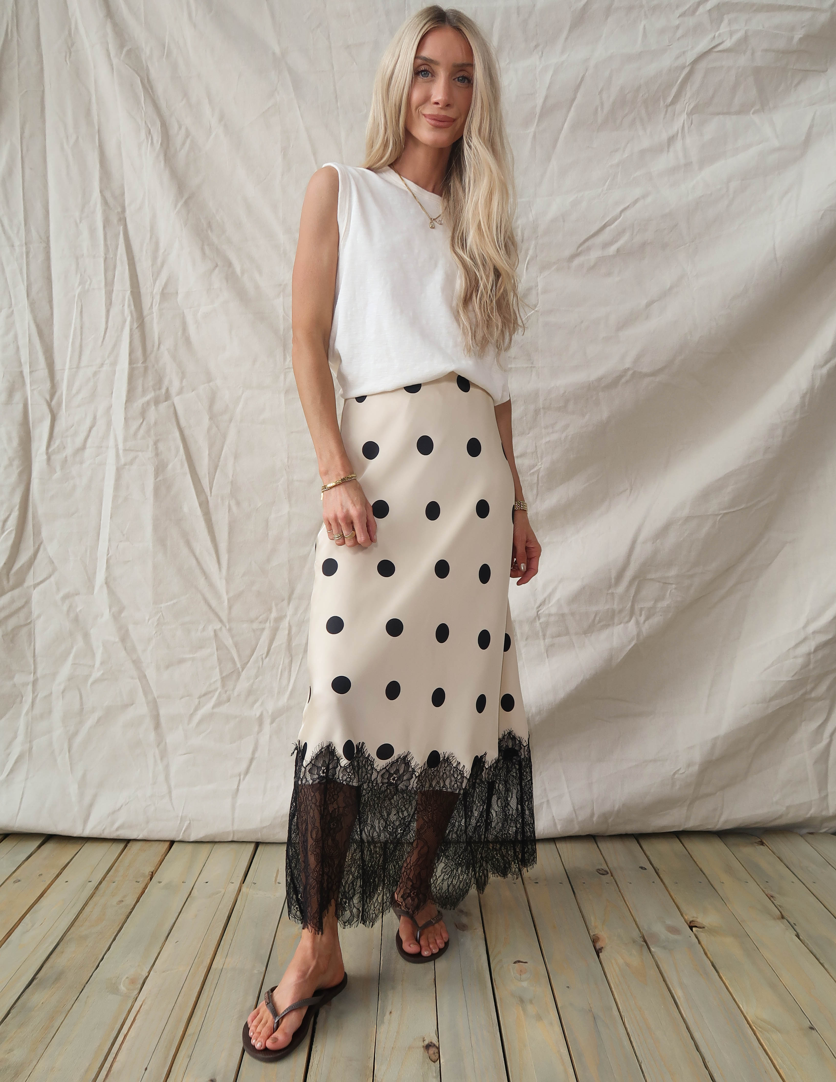 Parisian Dot Lace Midi Skirt