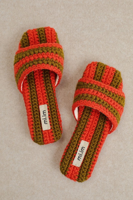 Sunset Stripe Crochet Slides