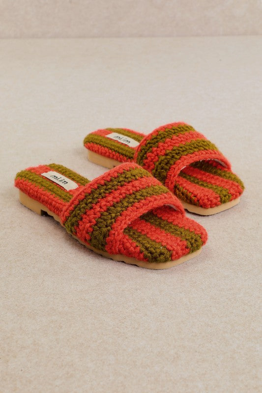 Sunset Stripe Crochet Slides