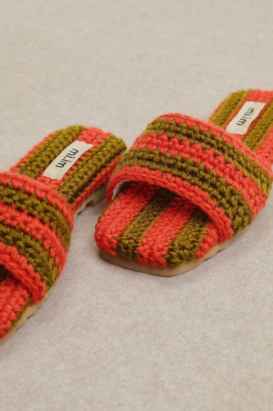 Sunset Stripe Crochet Slides