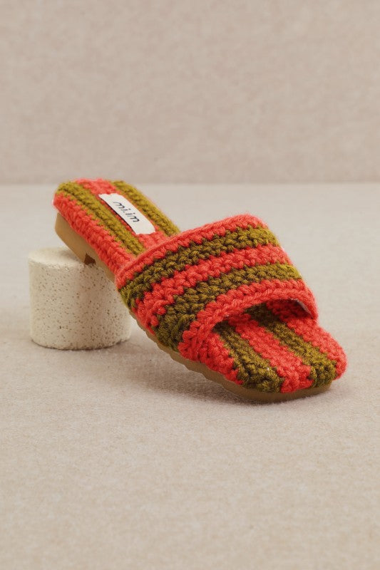 Sunset Stripe Crochet Slides