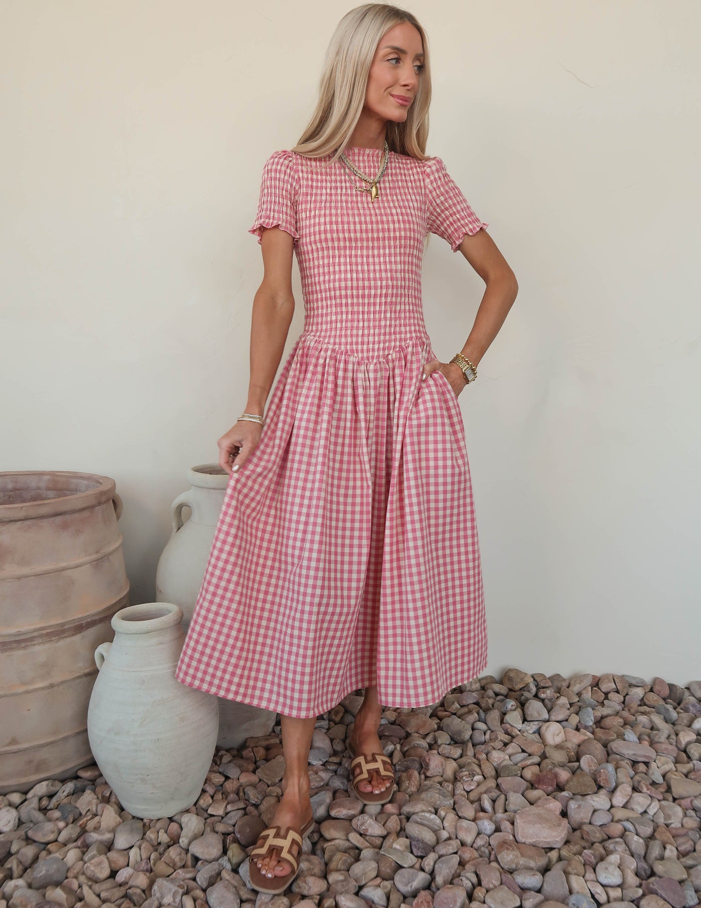 Bianca Plaid Dress Pink / M