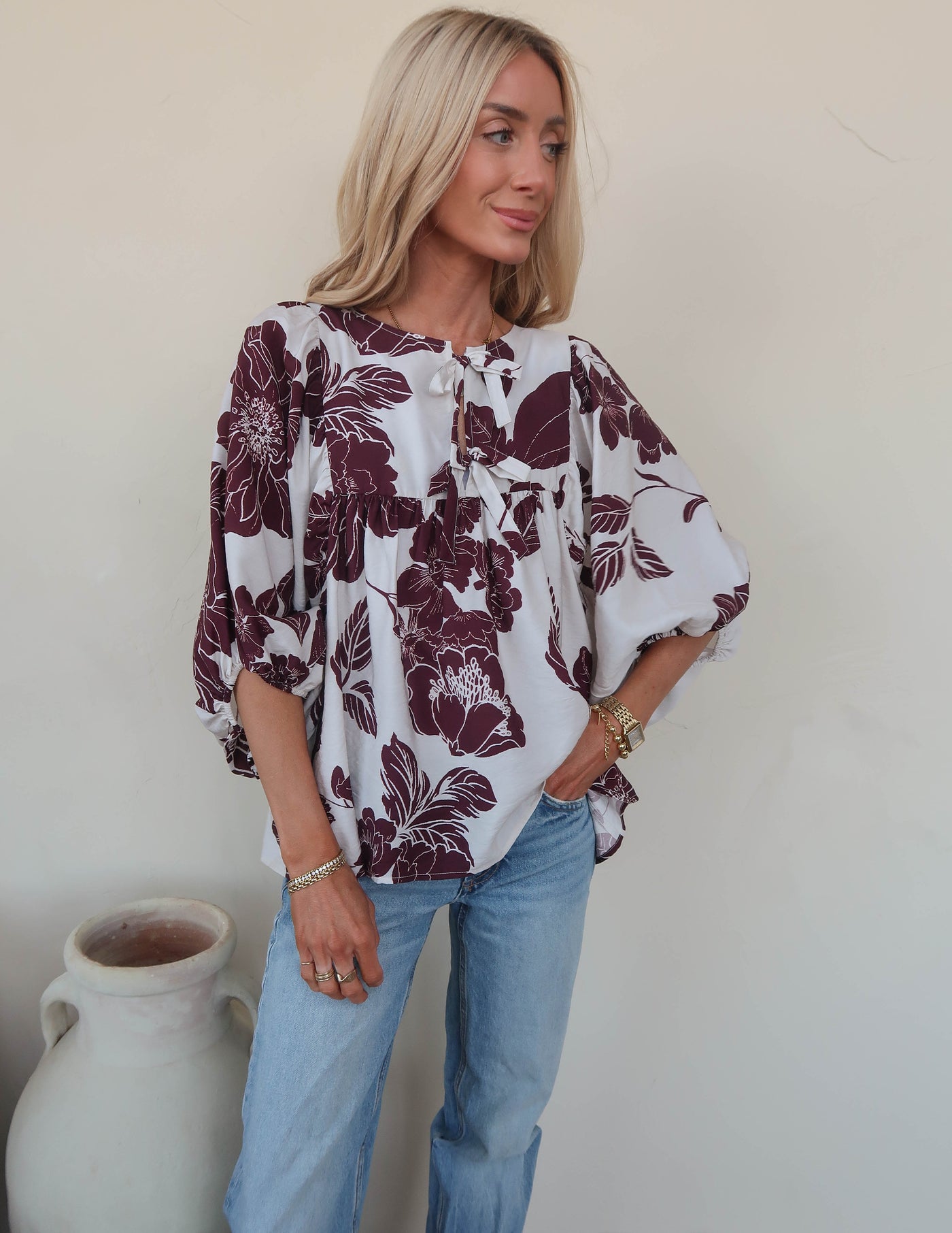 Mocha Bloom Blouse