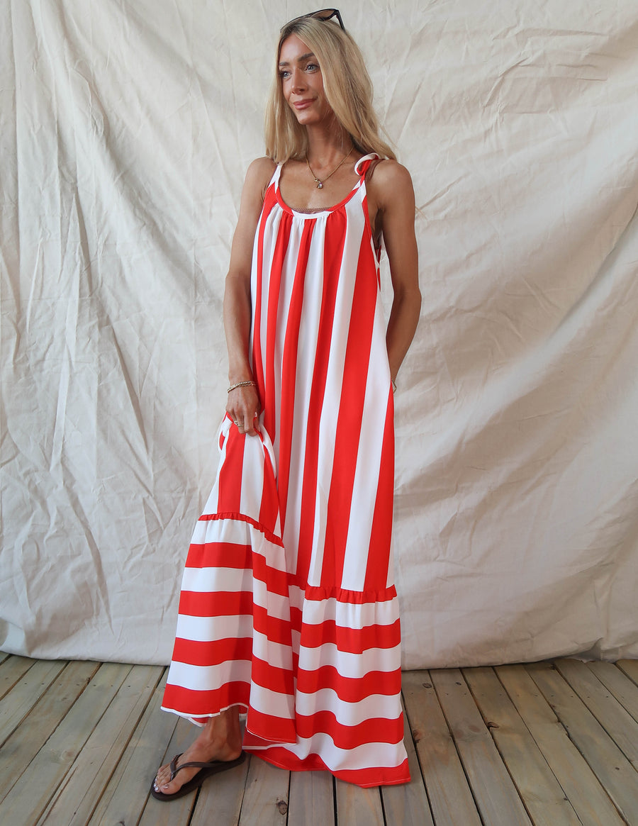 Cabana Striped Beach Cover Up Dress