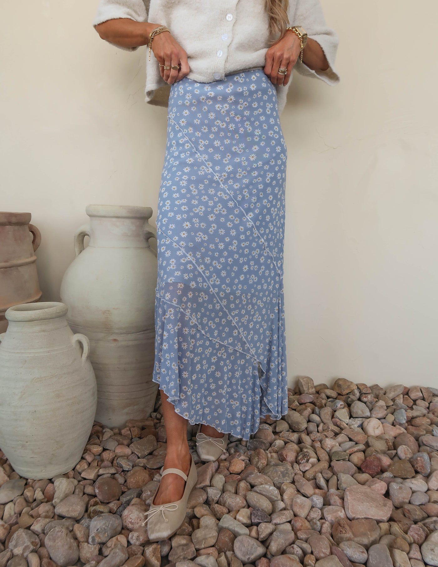 Daisy Floral Asymmetrical Skirt