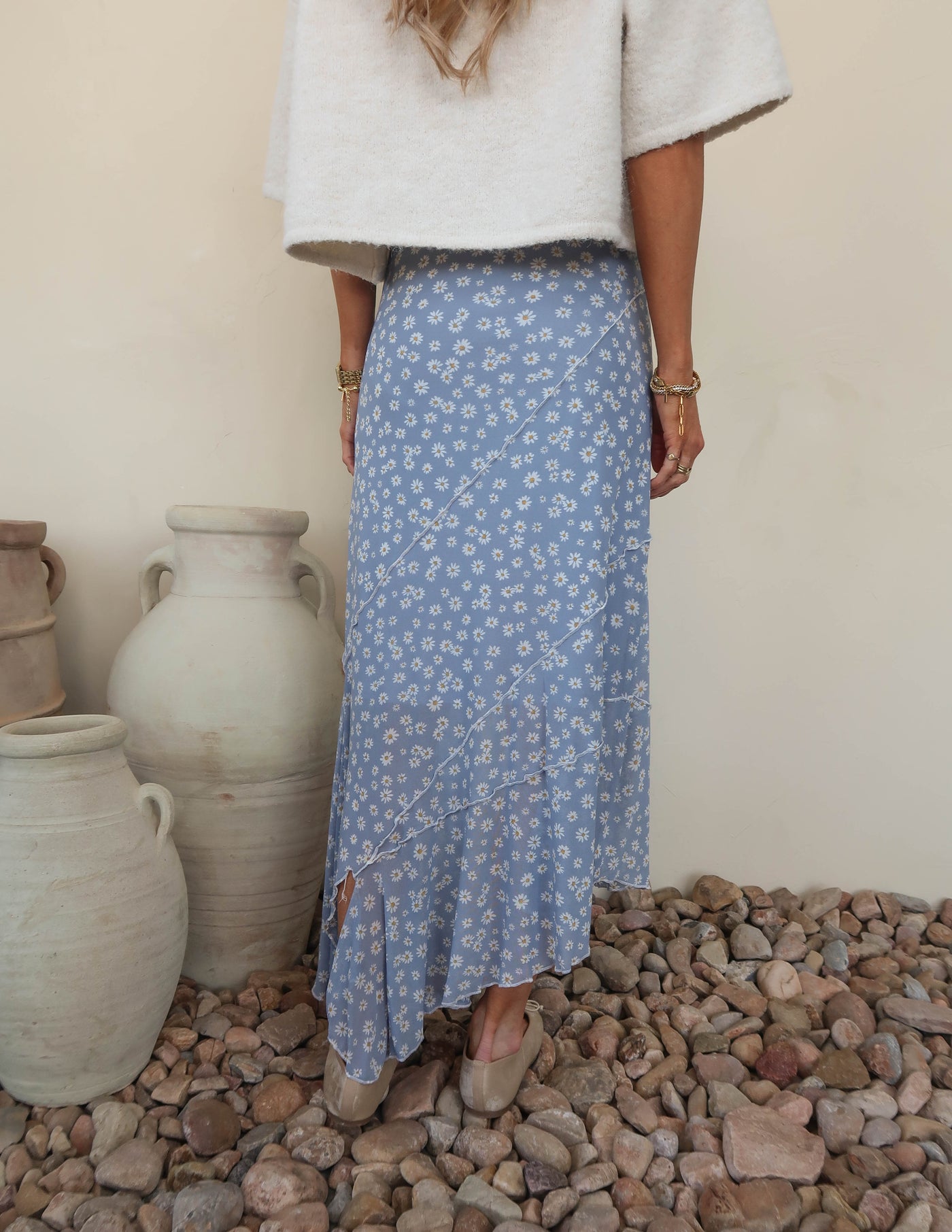 Daisy Floral Asymmetrical Skirt