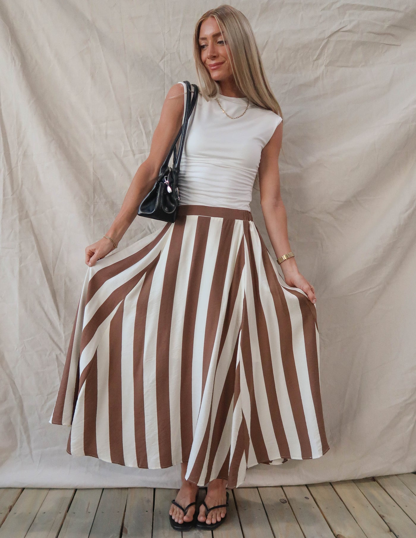 Portside Striped Midi Skirt