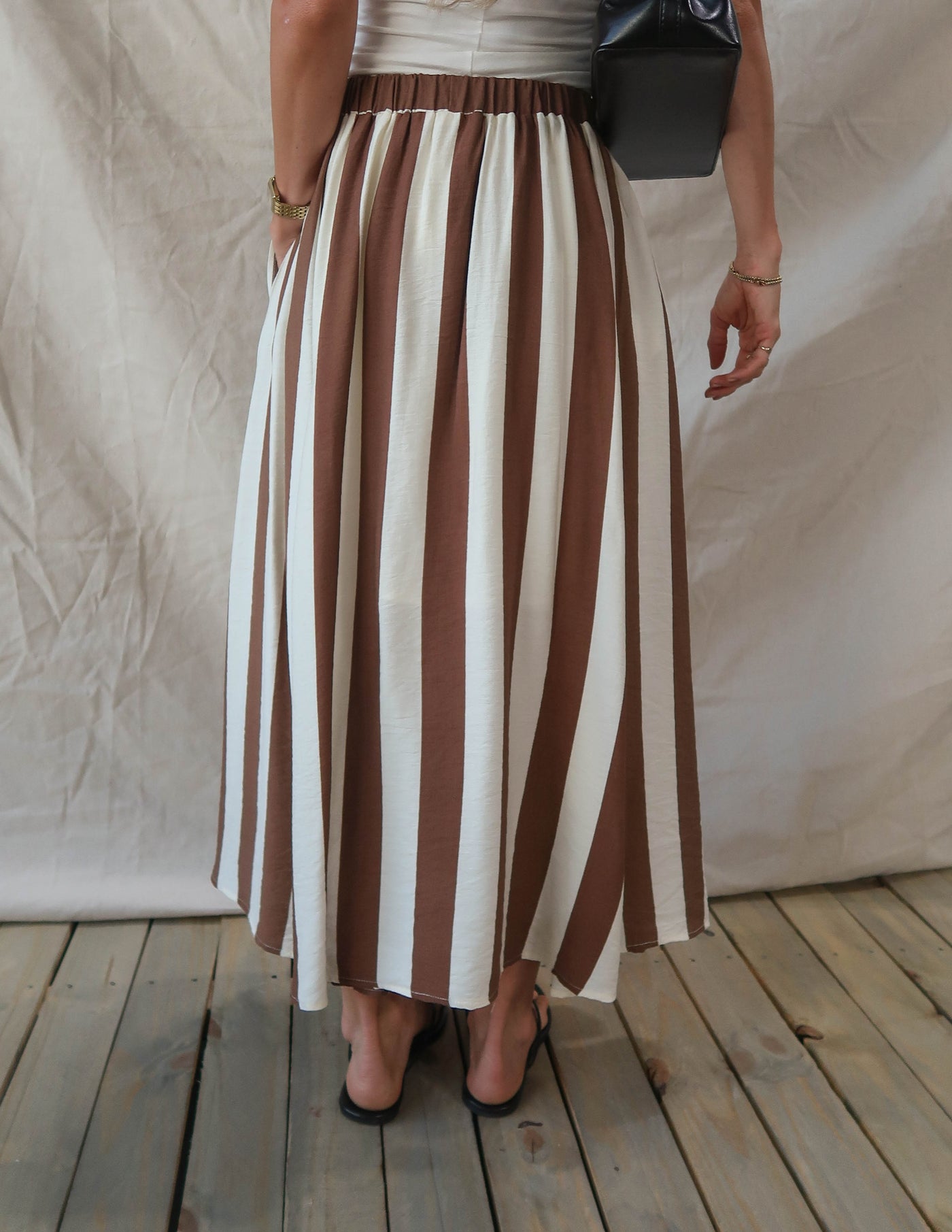 Portside Striped Midi Skirt