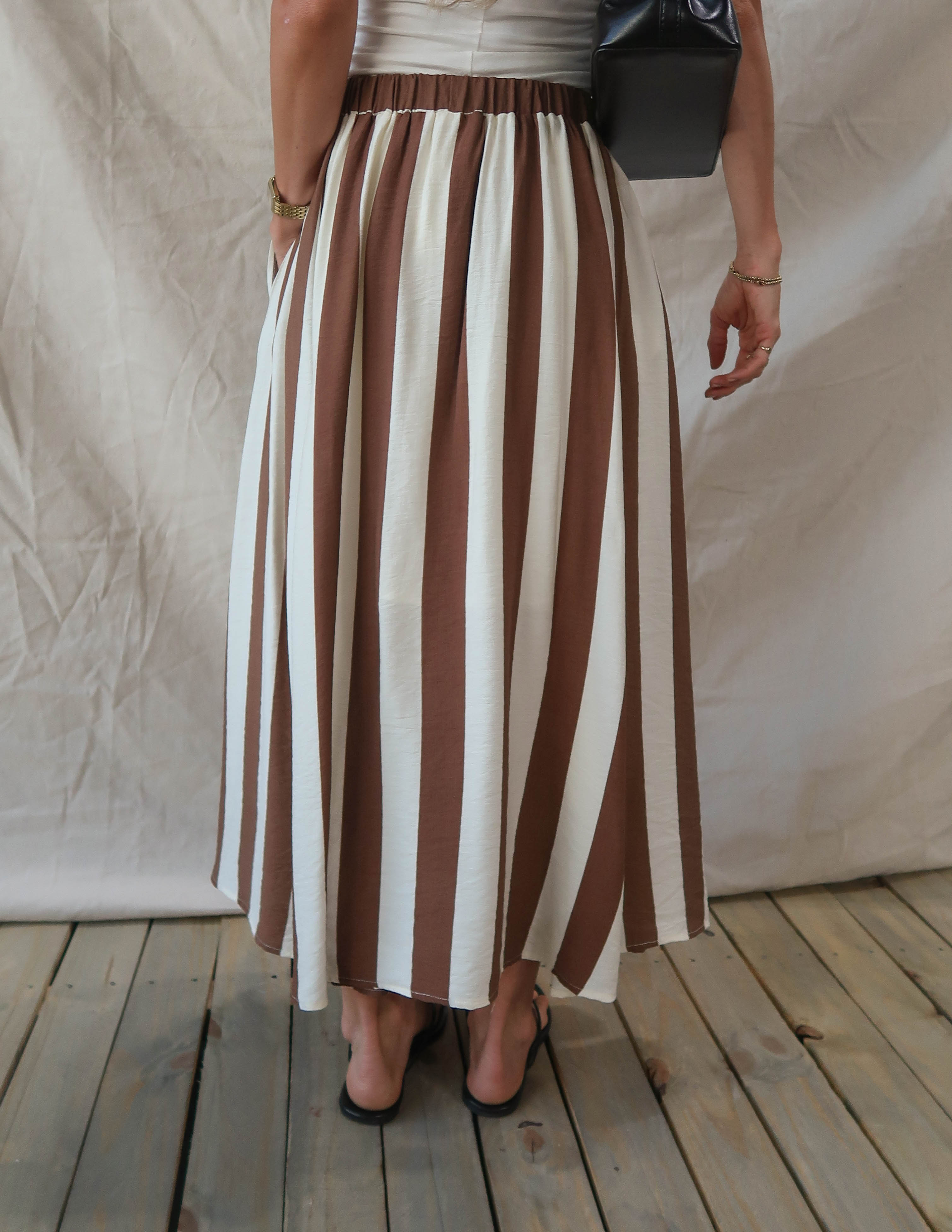 Portside Striped Midi Skirt