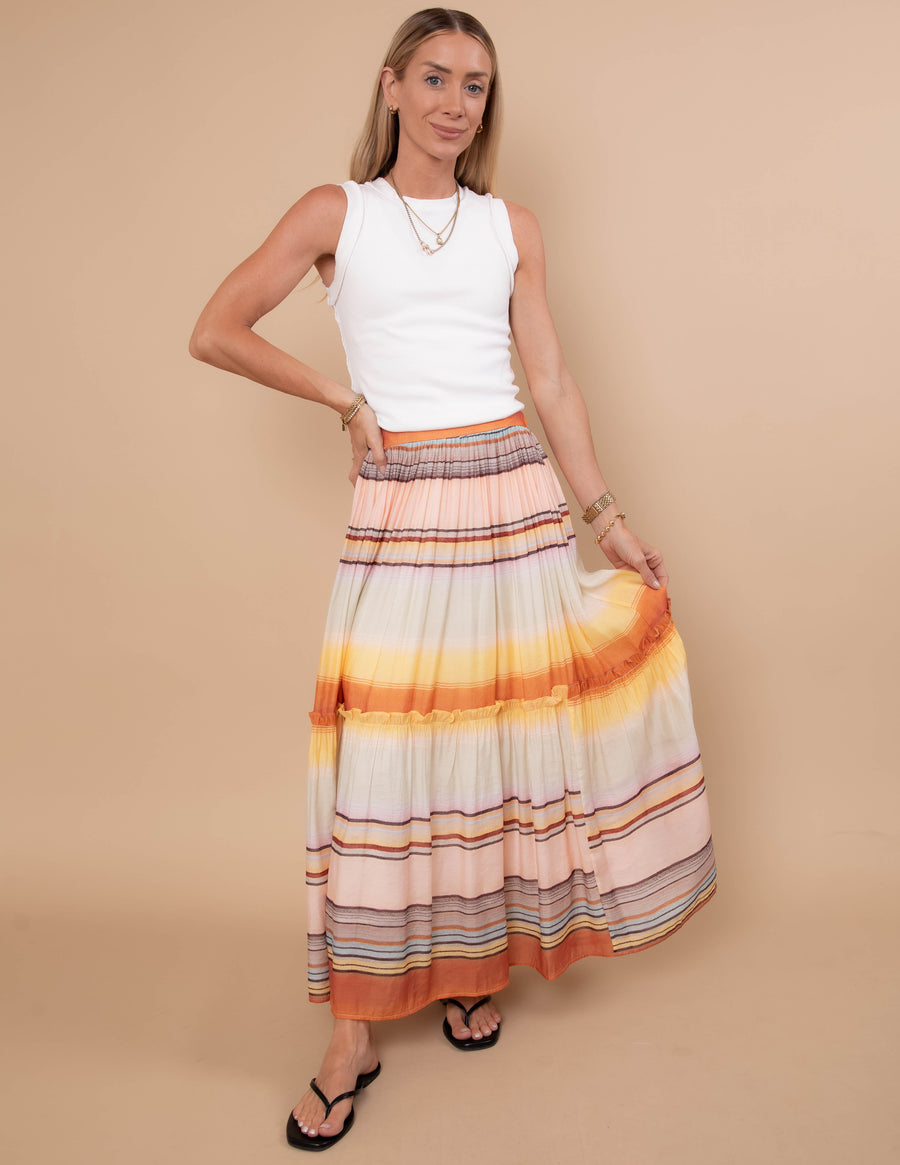 Sunset Breeze Tiered Maxi Skirt