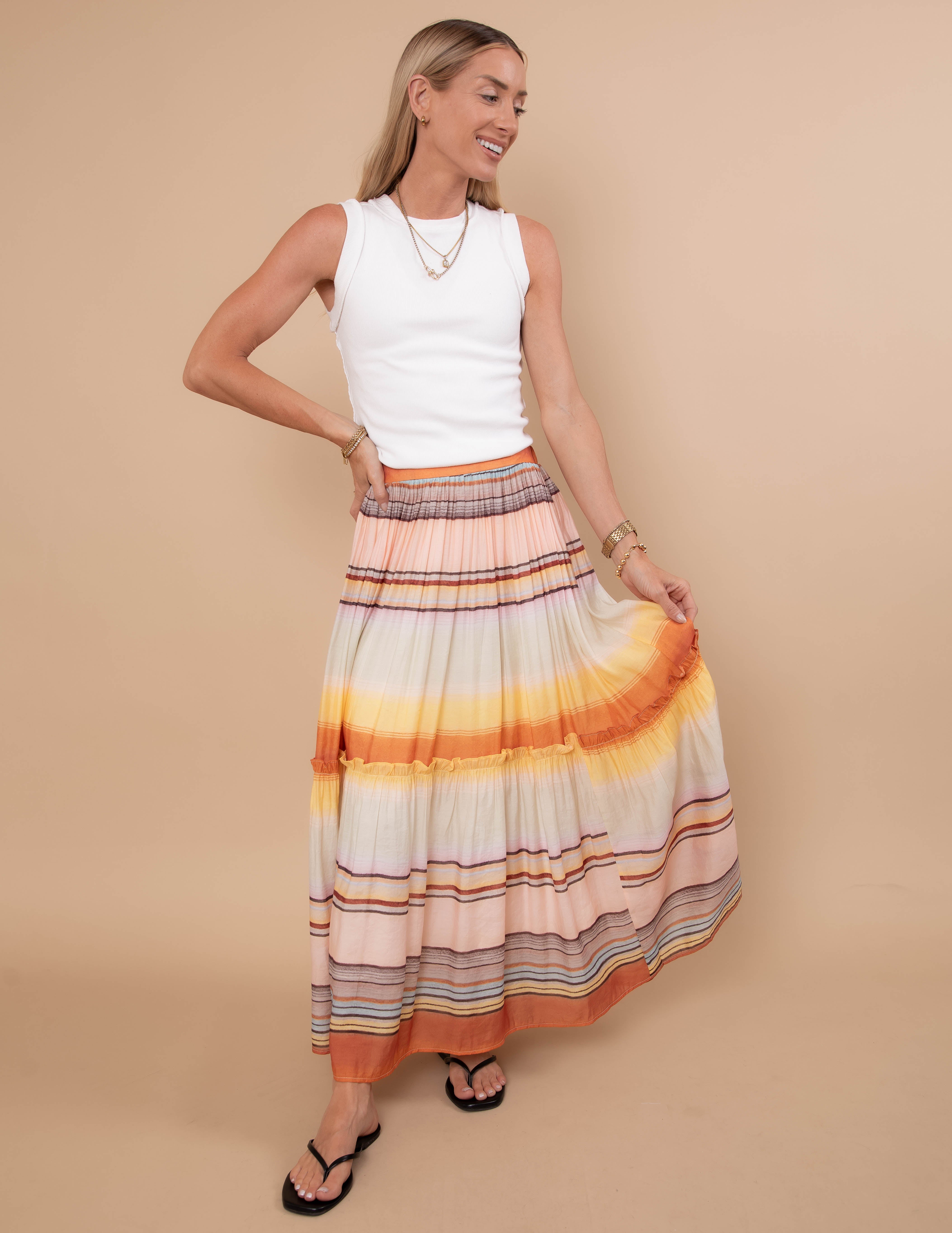 Sunset Breeze Tiered Maxi Skirt