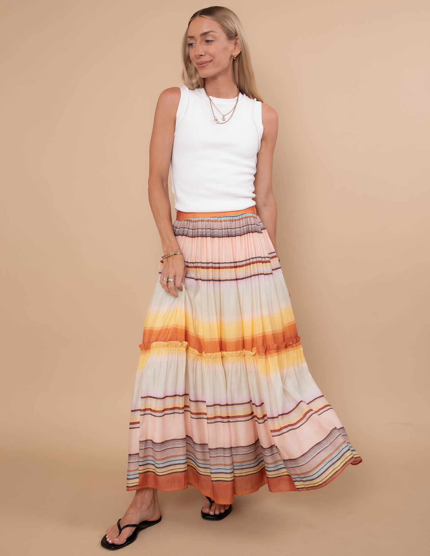 Sunset Breeze Tiered Maxi Skirt