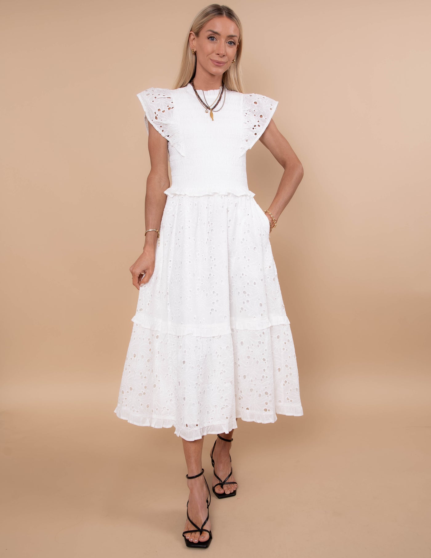 Janelle Eyelet Midi Dress