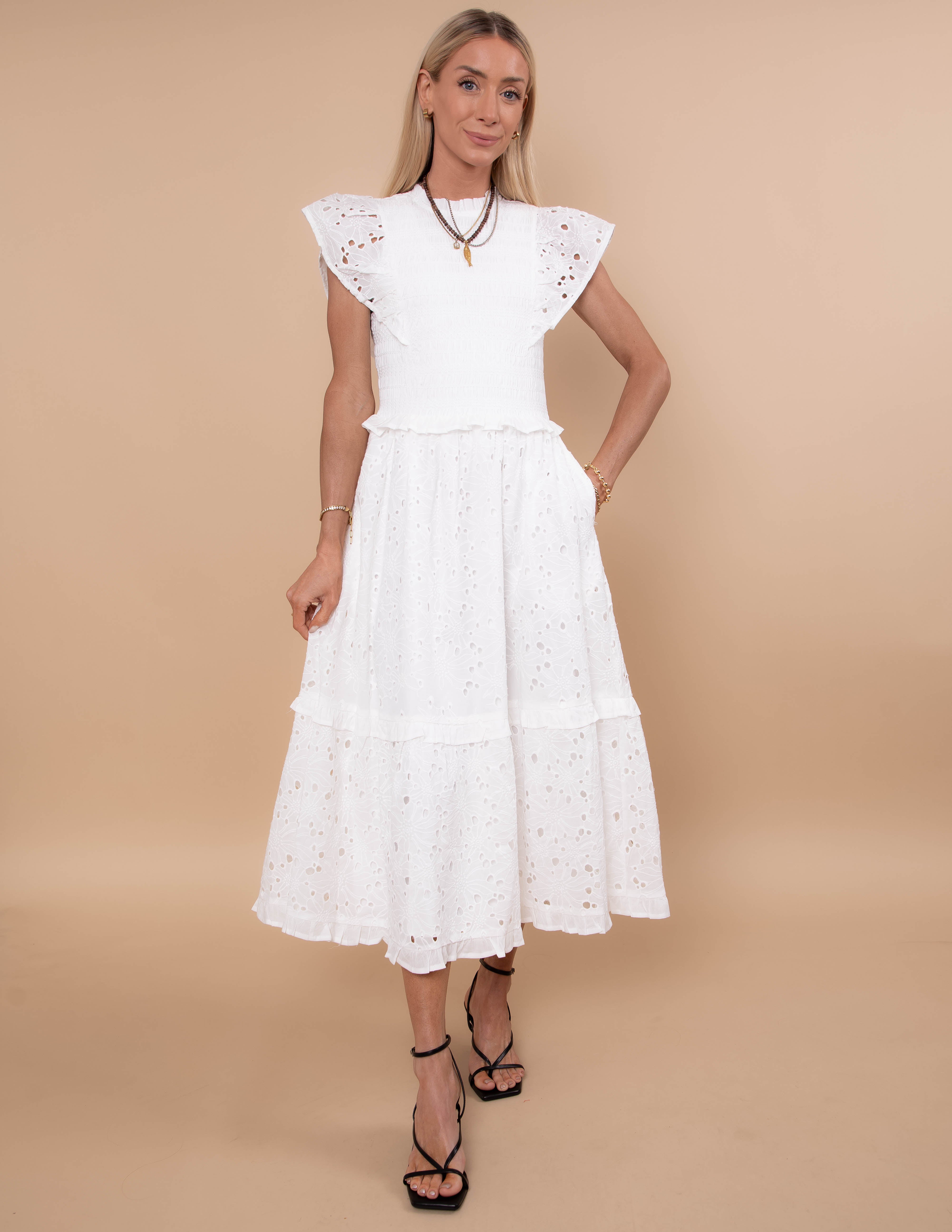 Janelle Eyelet Midi Dress