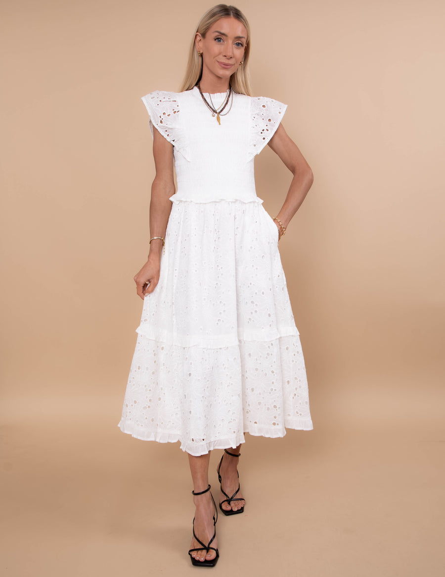 Janelle Eyelet Midi Dress