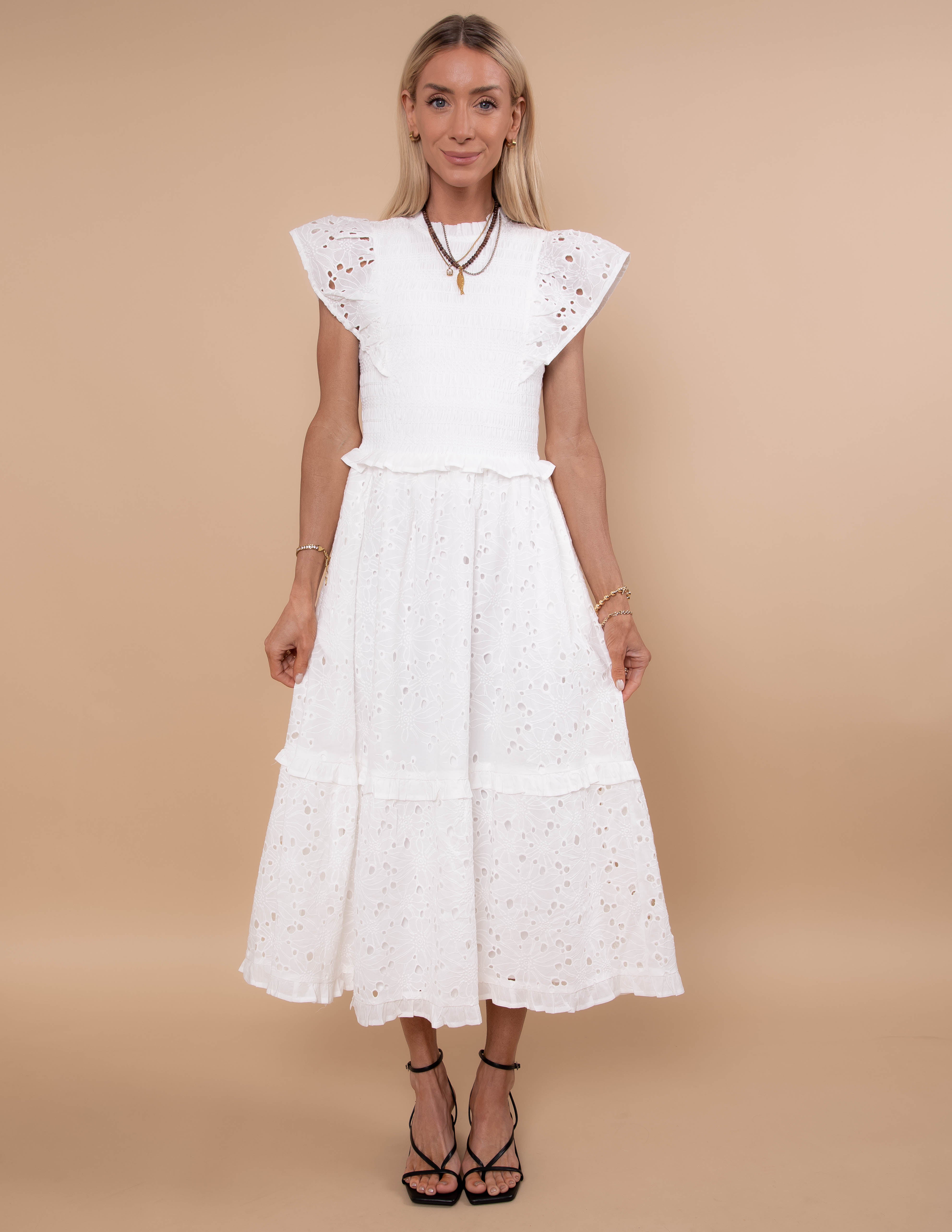 Janelle Eyelet Midi Dress