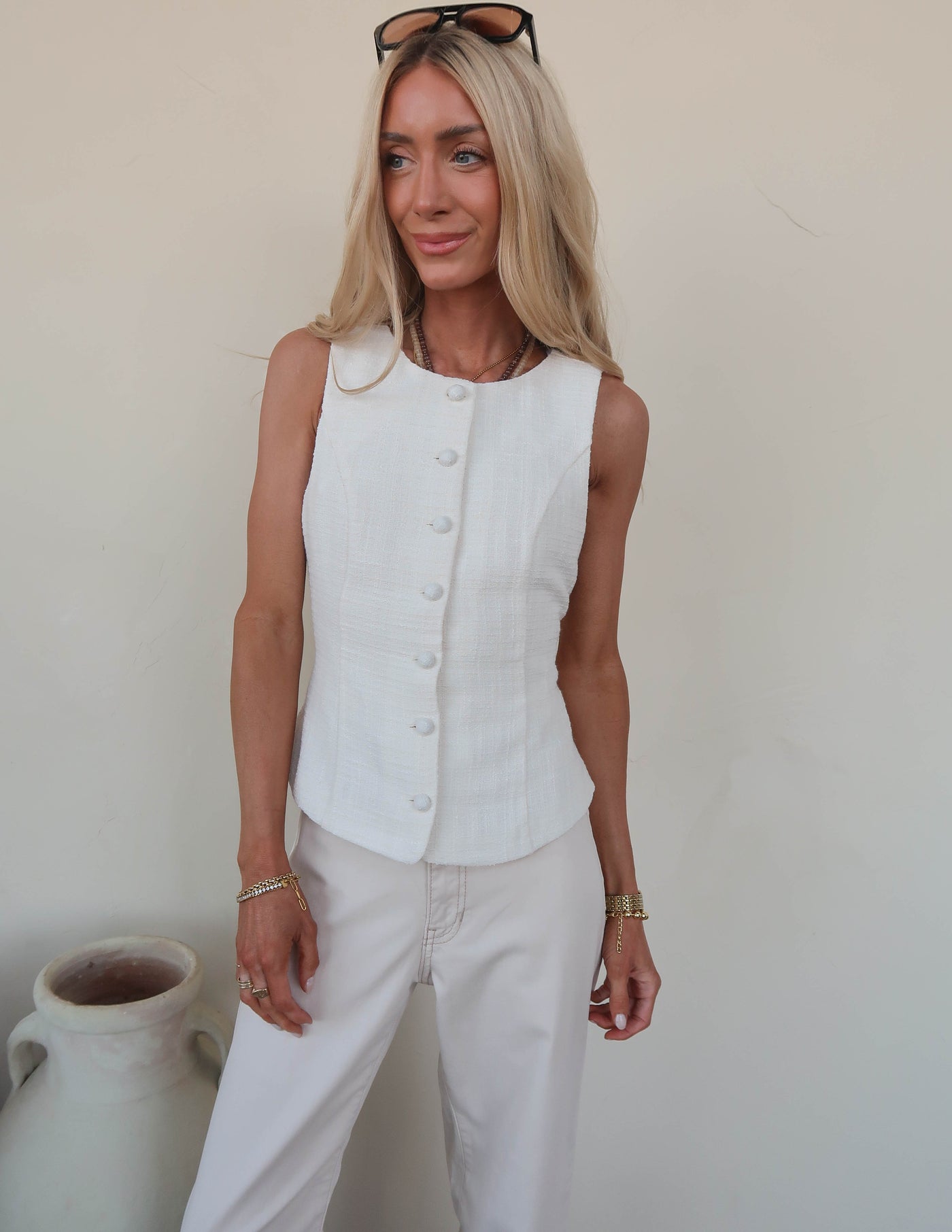 Pearl Button Peplum Vest