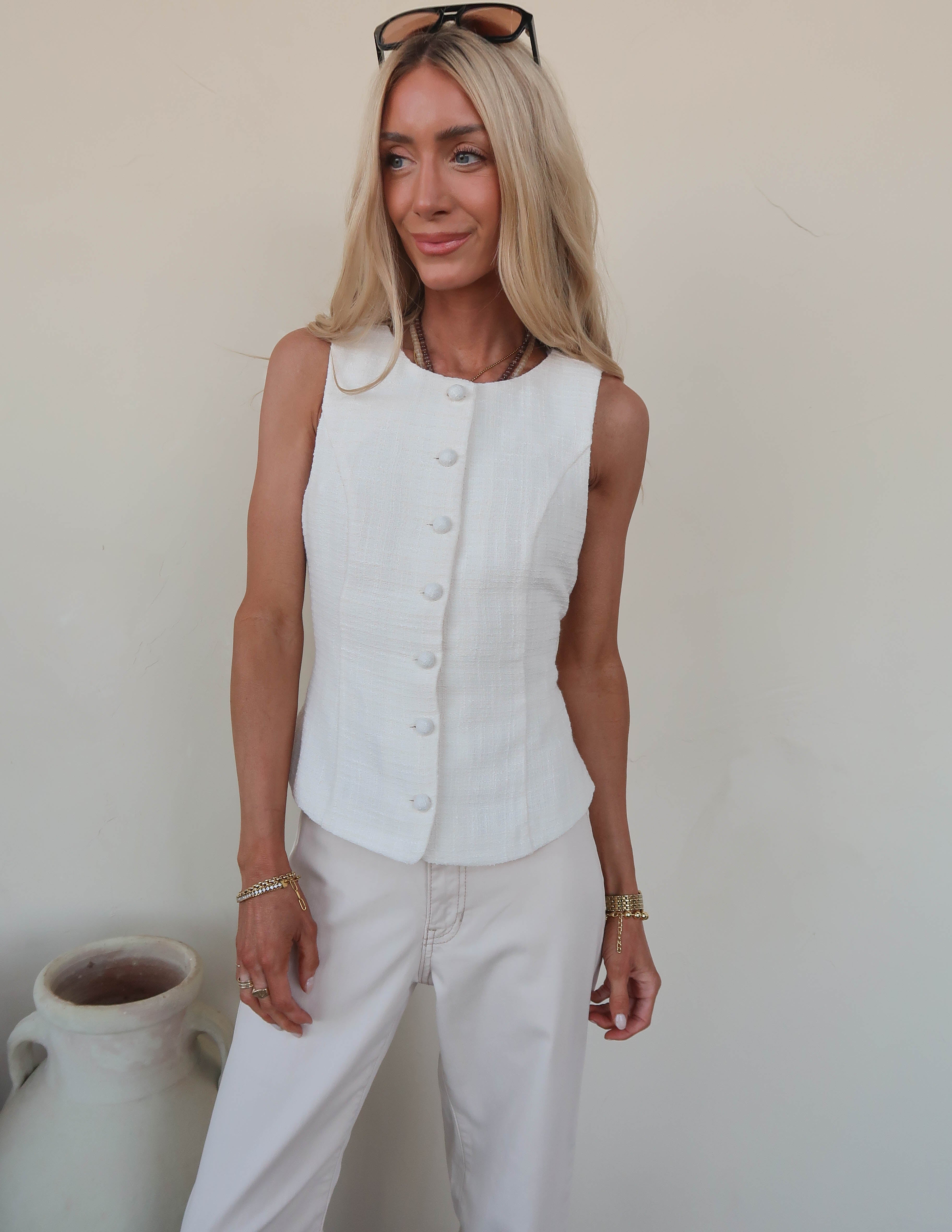 Pearl Button Peplum Vest