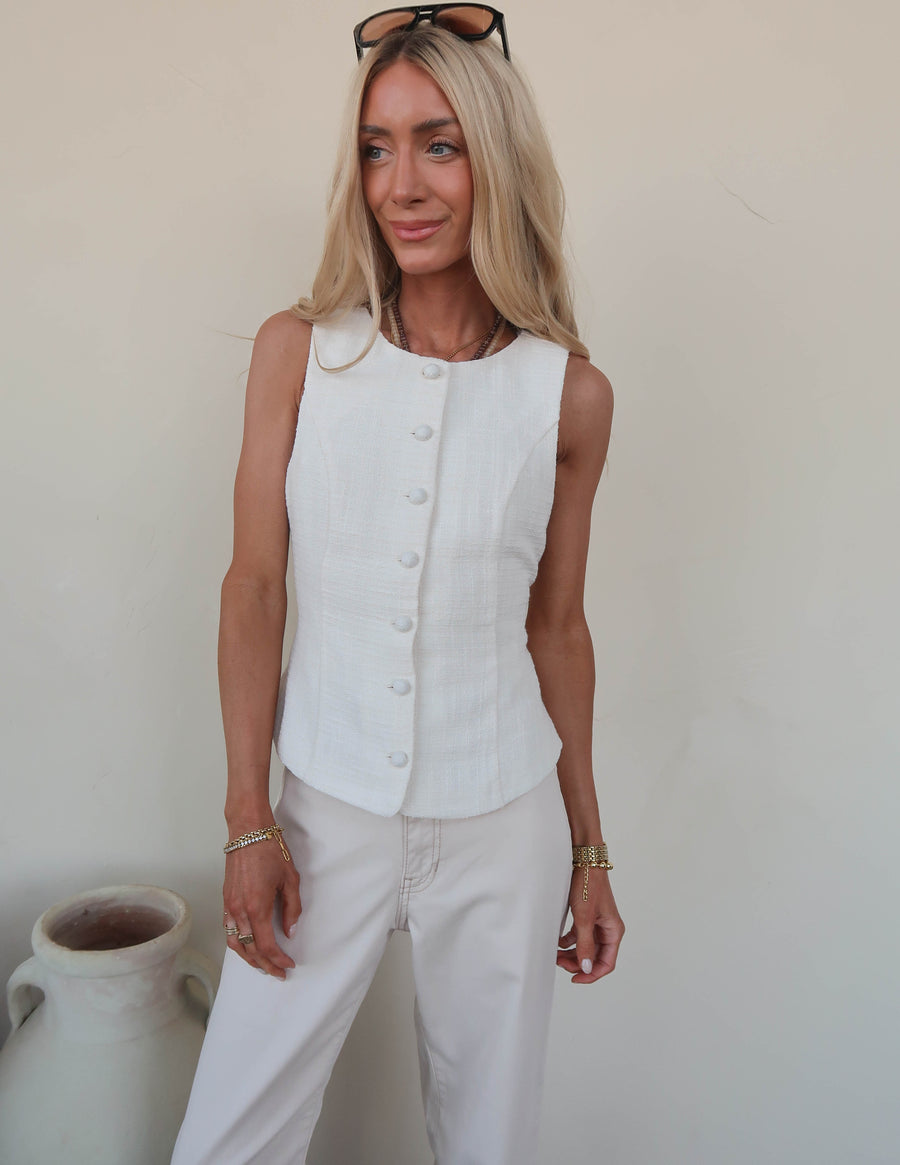 Pearl Button Peplum Vest