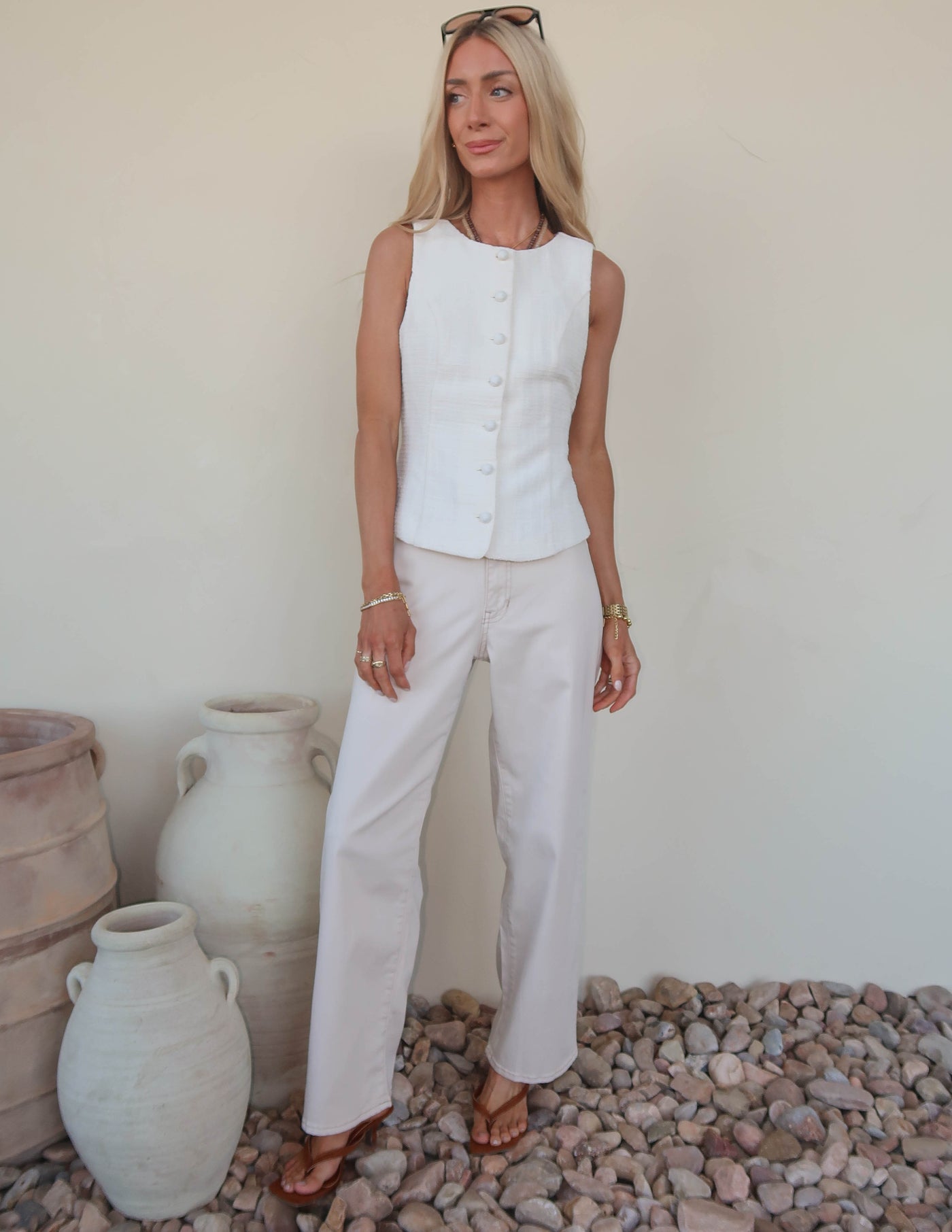 Pearl Button Peplum Vest