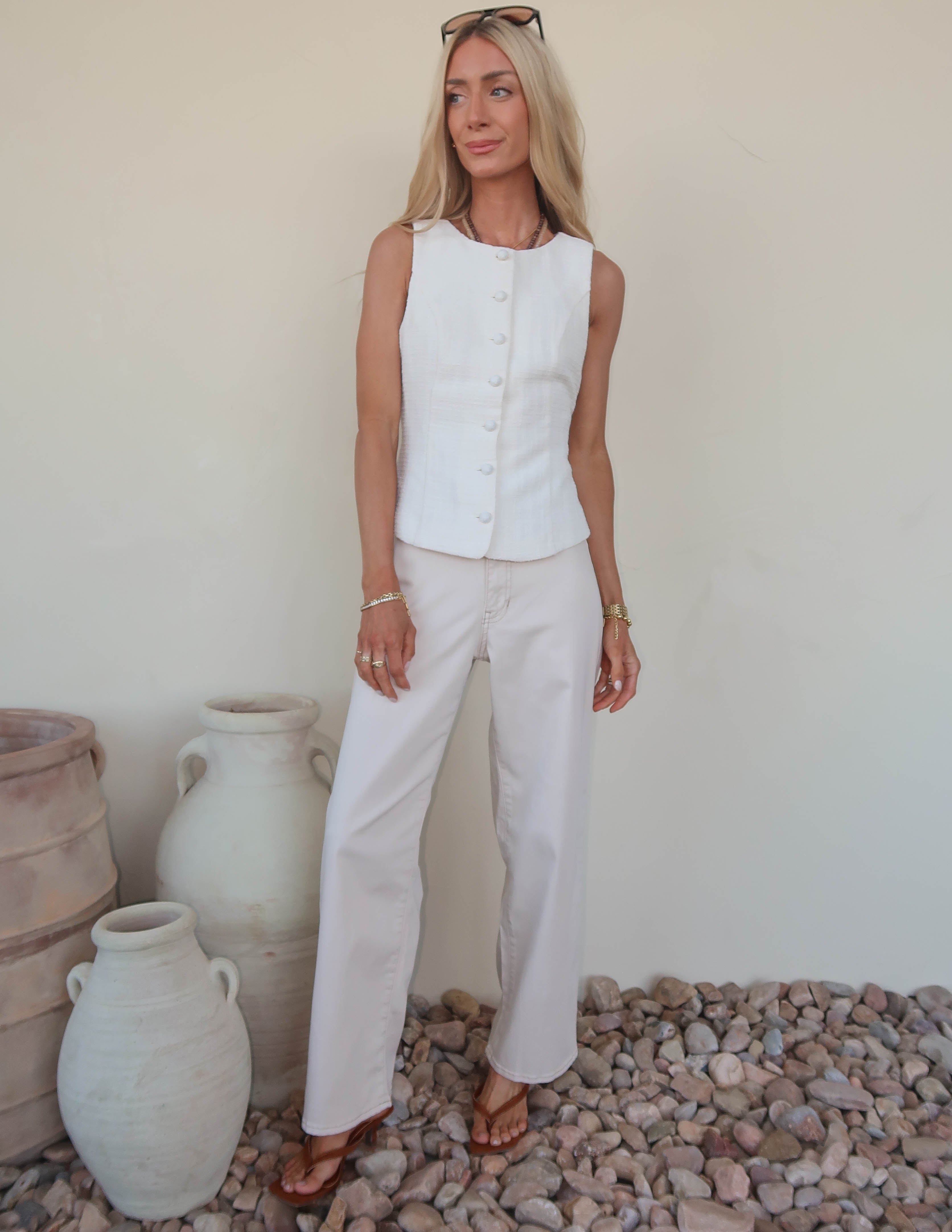 Pearl Button Peplum Vest