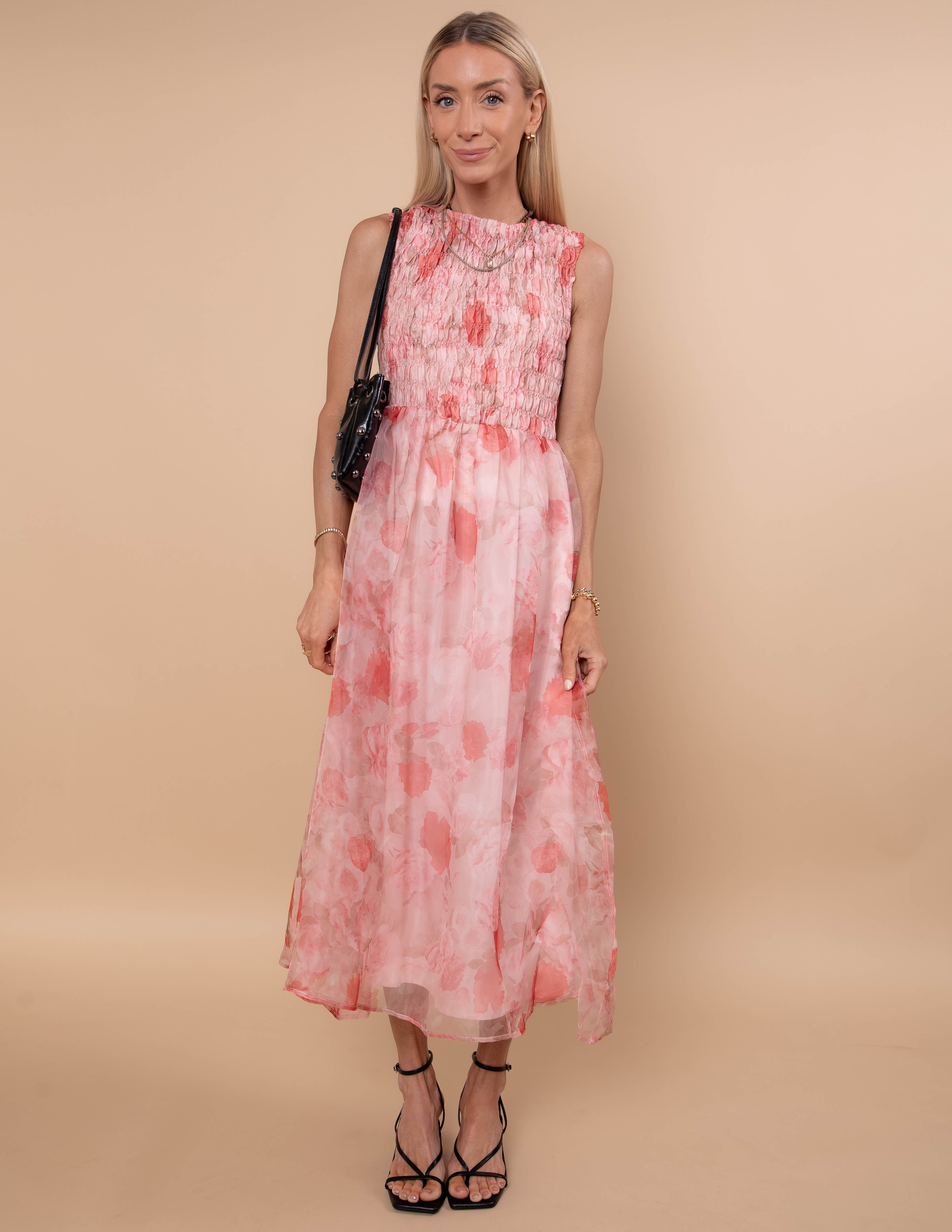 Blushing Petals Midi Dress