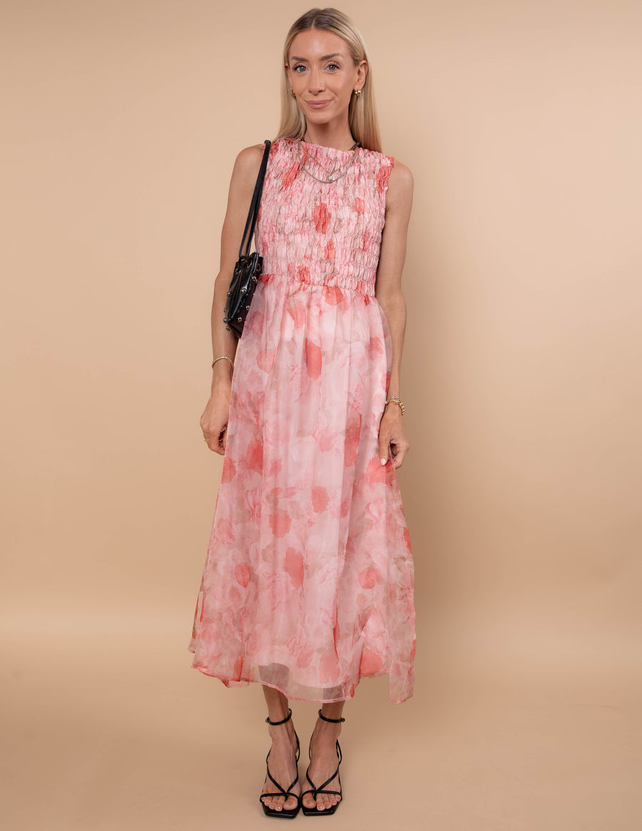 Blushing Petals Midi Dress