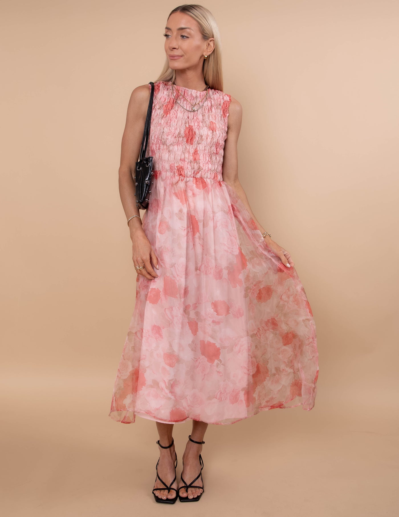 Blushing Petals Midi Dress