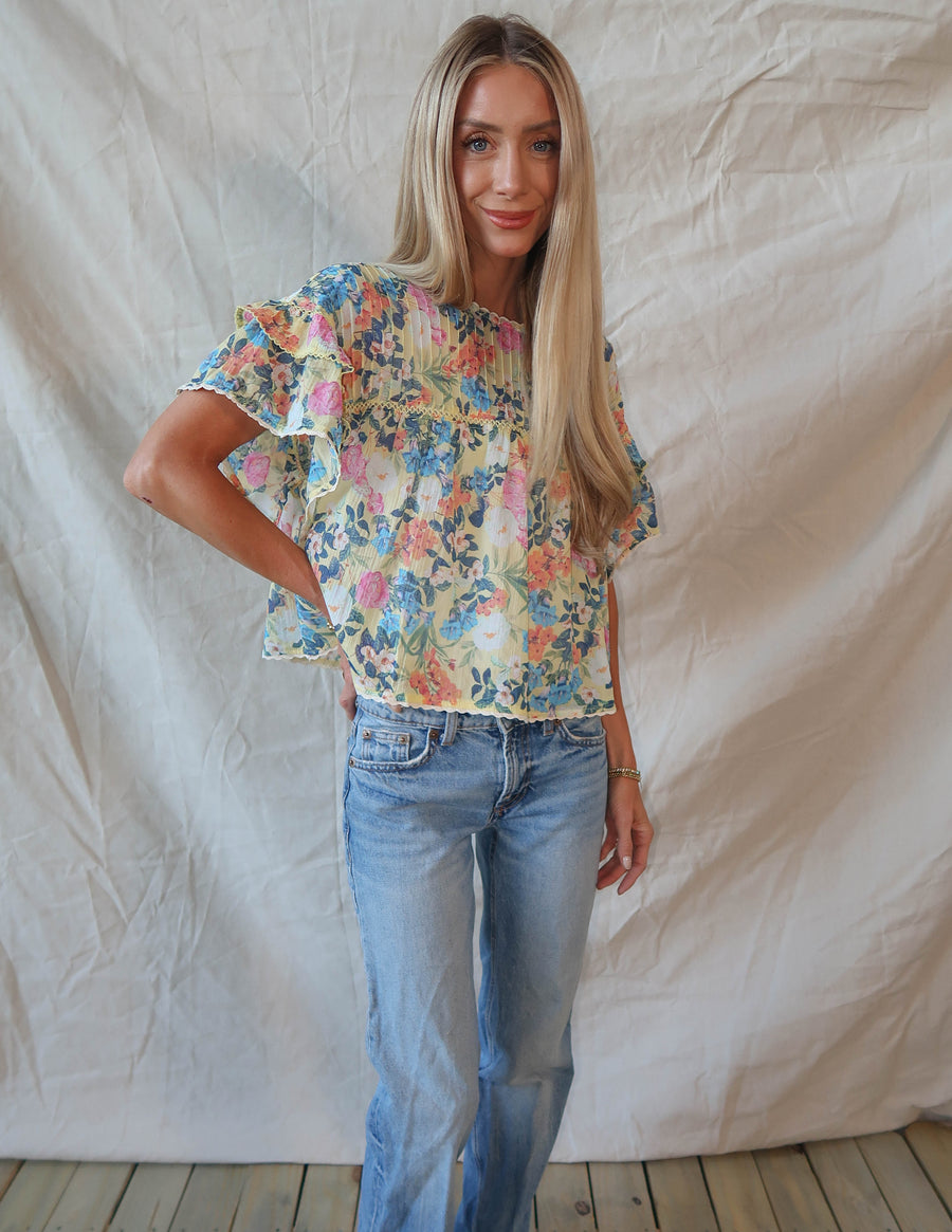 Lussia Floral Flutter Sleeve Top *COMING SOON*