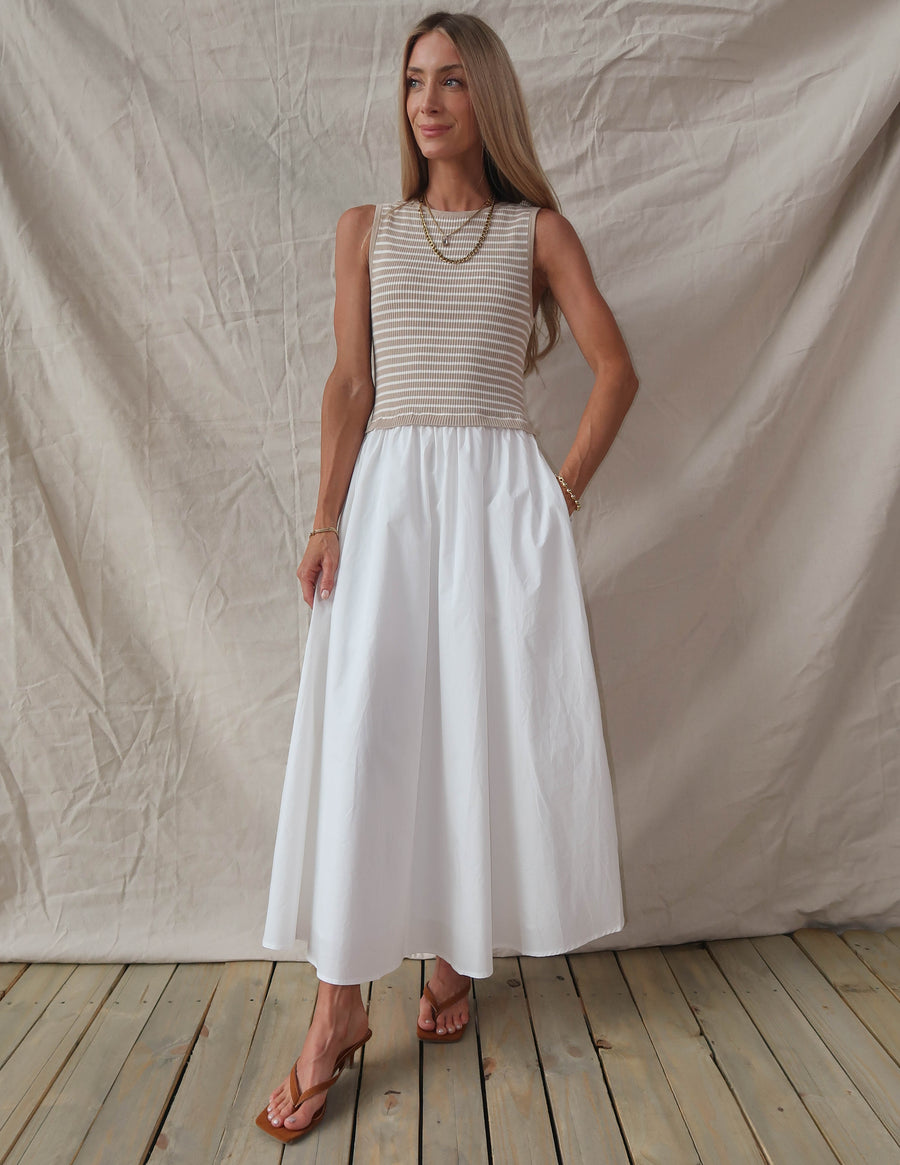 Elara Striped Midi Dress